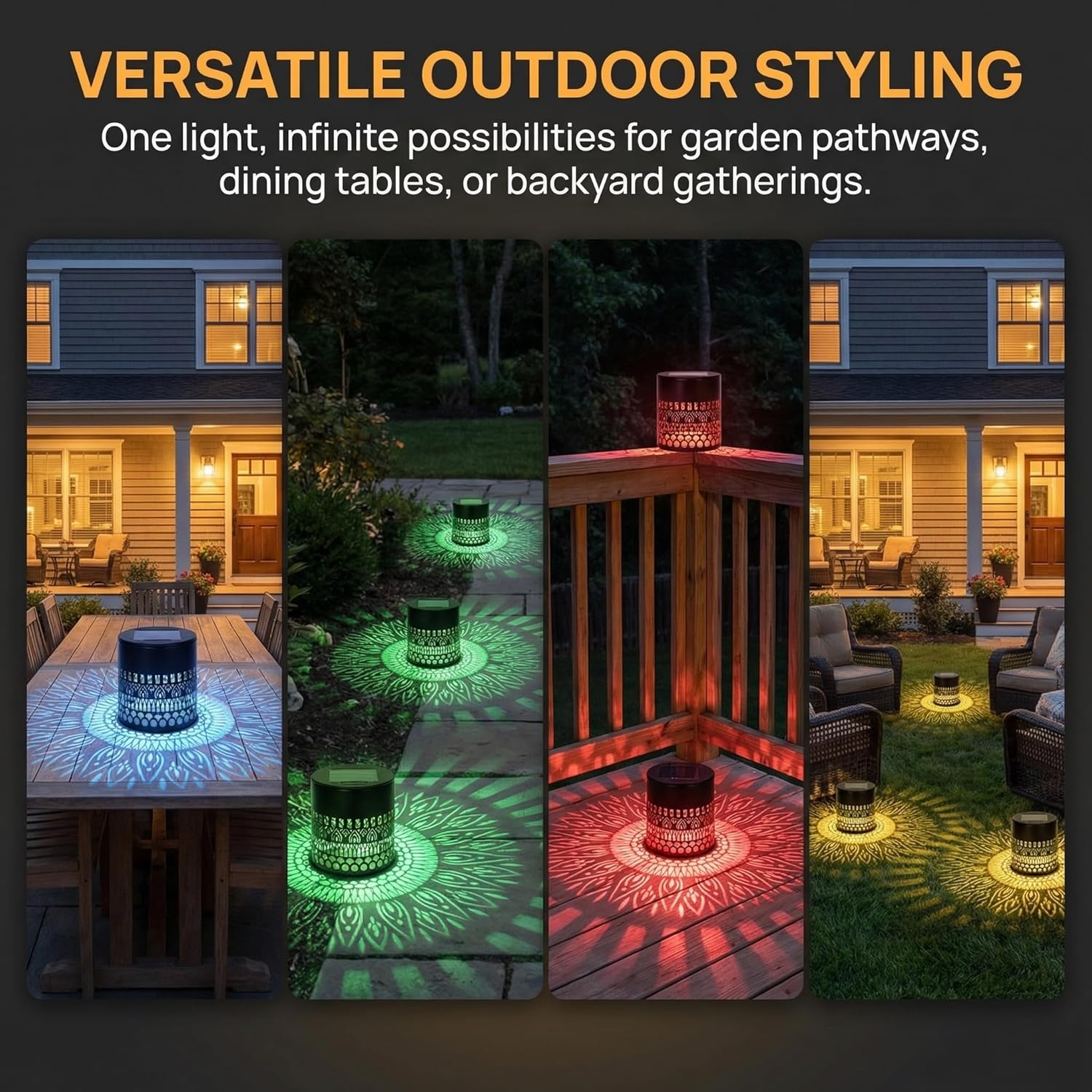 Decorative Solars Mandala Lights, Metal Solars Powered Outdoors Deck Steps Walls Lights, Mandala Theme Waterproof Fence Light for Garden Post Patio Backyard Yard Decor (Life Rings *2PCS)