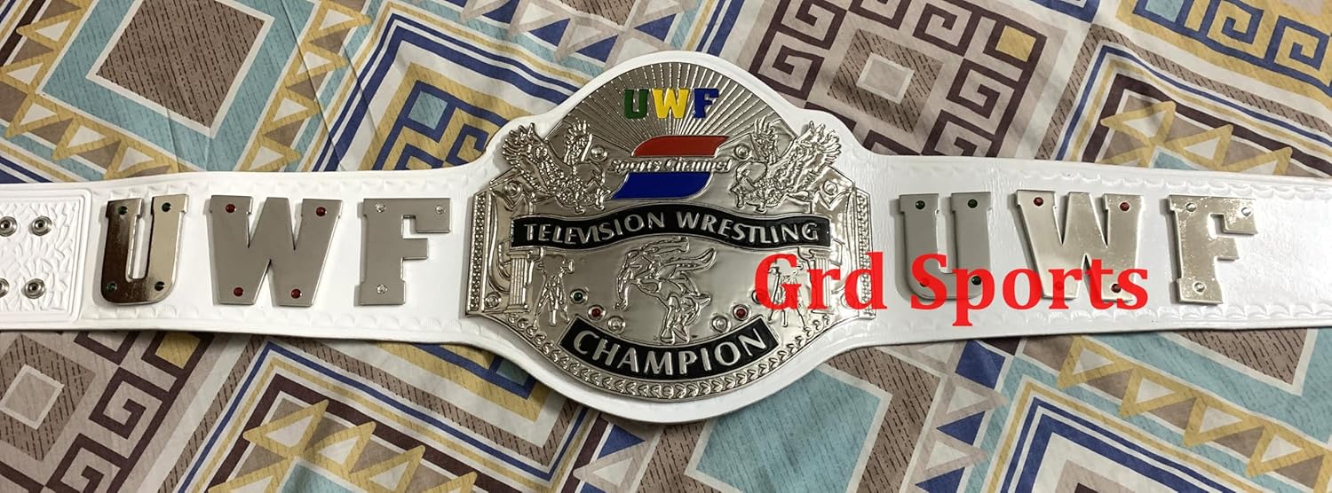 Generic Grd UWF Universal Television Wrestling Championship Belt 4mm Zinc Silver Plated, Adult, White