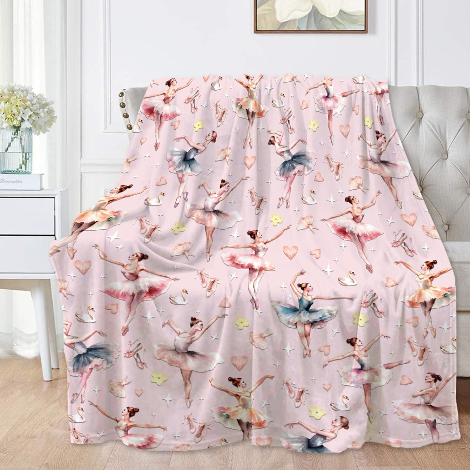 Ballerina Girls Pink Blanket Ballet Gifts for Girls Women