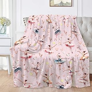Ballerina Girls Pink Blanket Ballet Gifts for Girls Women Soft Flannel Throws Cozy Lightweight Blankets for Couch Bed Sofa Small 50Ã—40in for Kid/Child