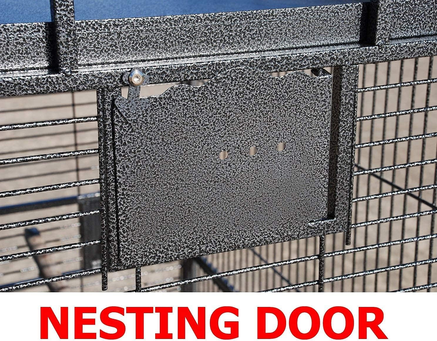 Extra Large Elegant Open Dome Top with Play Wooden Perch Stand Bird Parrot Cage for Macaw Cockatoo African Grey (35.25 x 29.5 x 62H Inches, Black Vein)