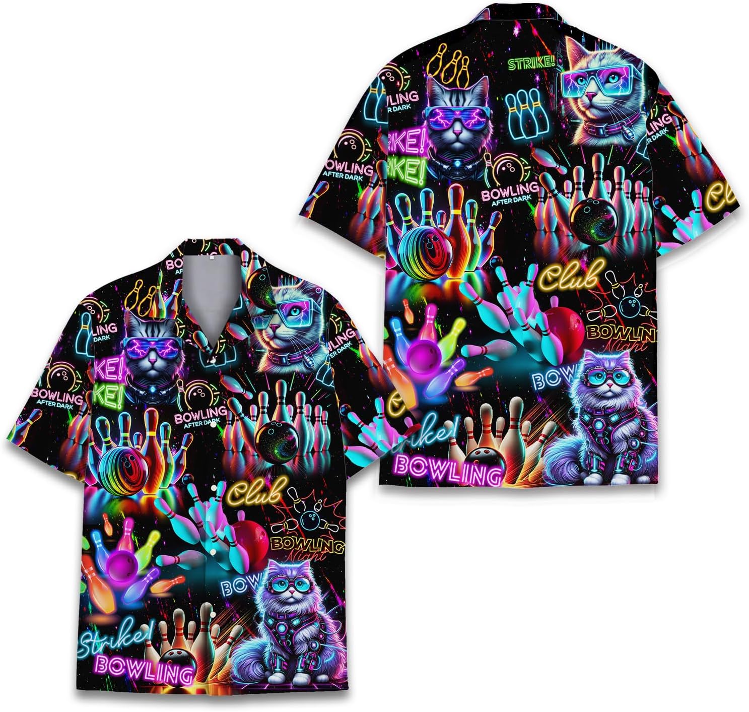 Neon Alien Hawaiian Shirt for Men Women, Space Shirt Button Down Short Sleeve, Alien Mens Hawaiian Shirts