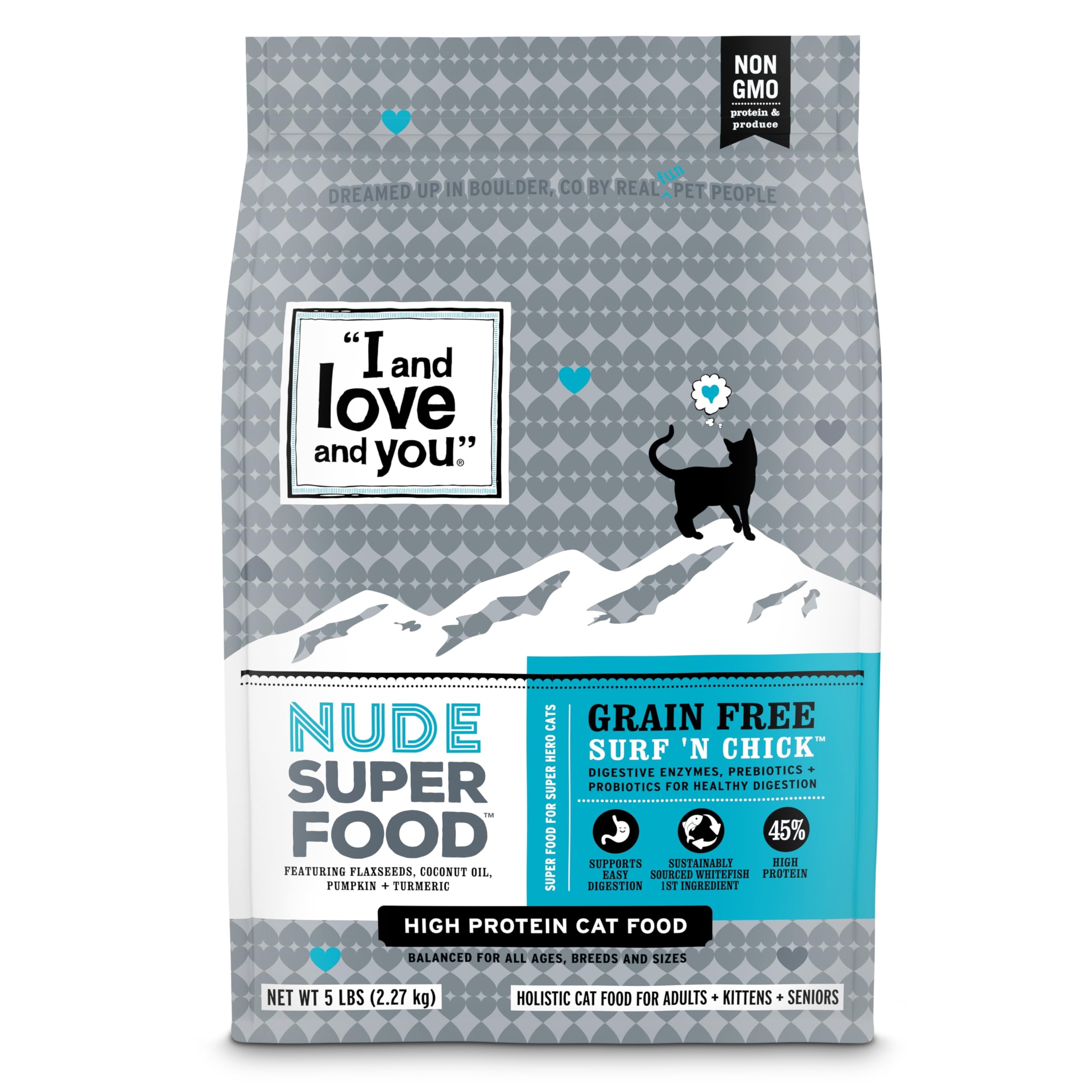 I and love and you Nude Dry Cat Food - Grain Free Limited Ingredient Kibble, Whitefish + Chicken, 5-Pound Bag