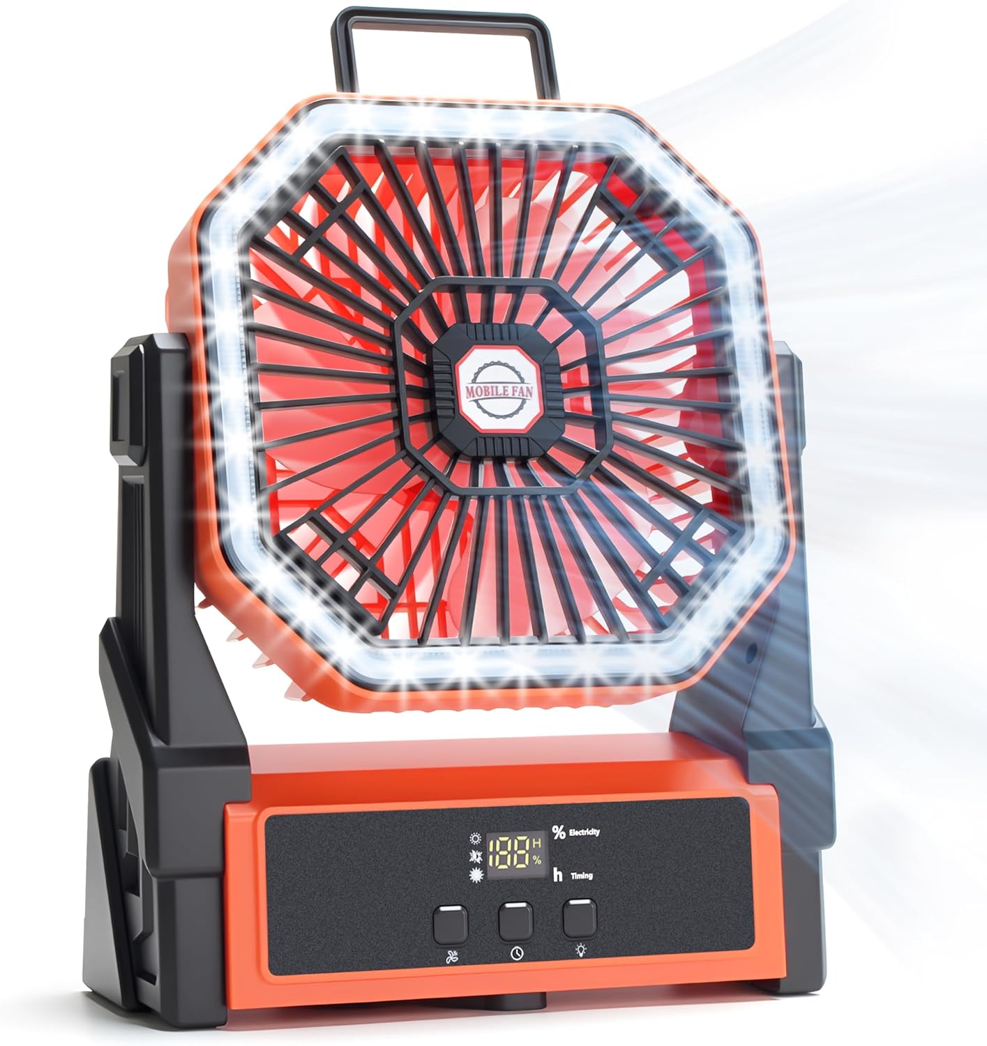 Camping Fan Rechargeable - 20000mah Battery Operated, Portable Adjustable Fans with LED Lights, for Travel, Beach, Outdoor, Indoor