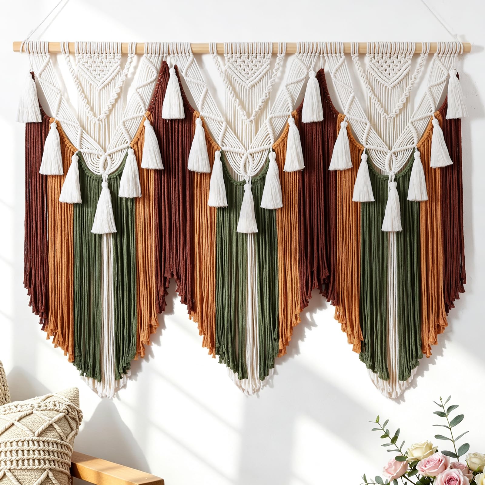 Dremisland Macrame Wall Hanging Large Brown Tassel Tapestry Boho Wall Decor