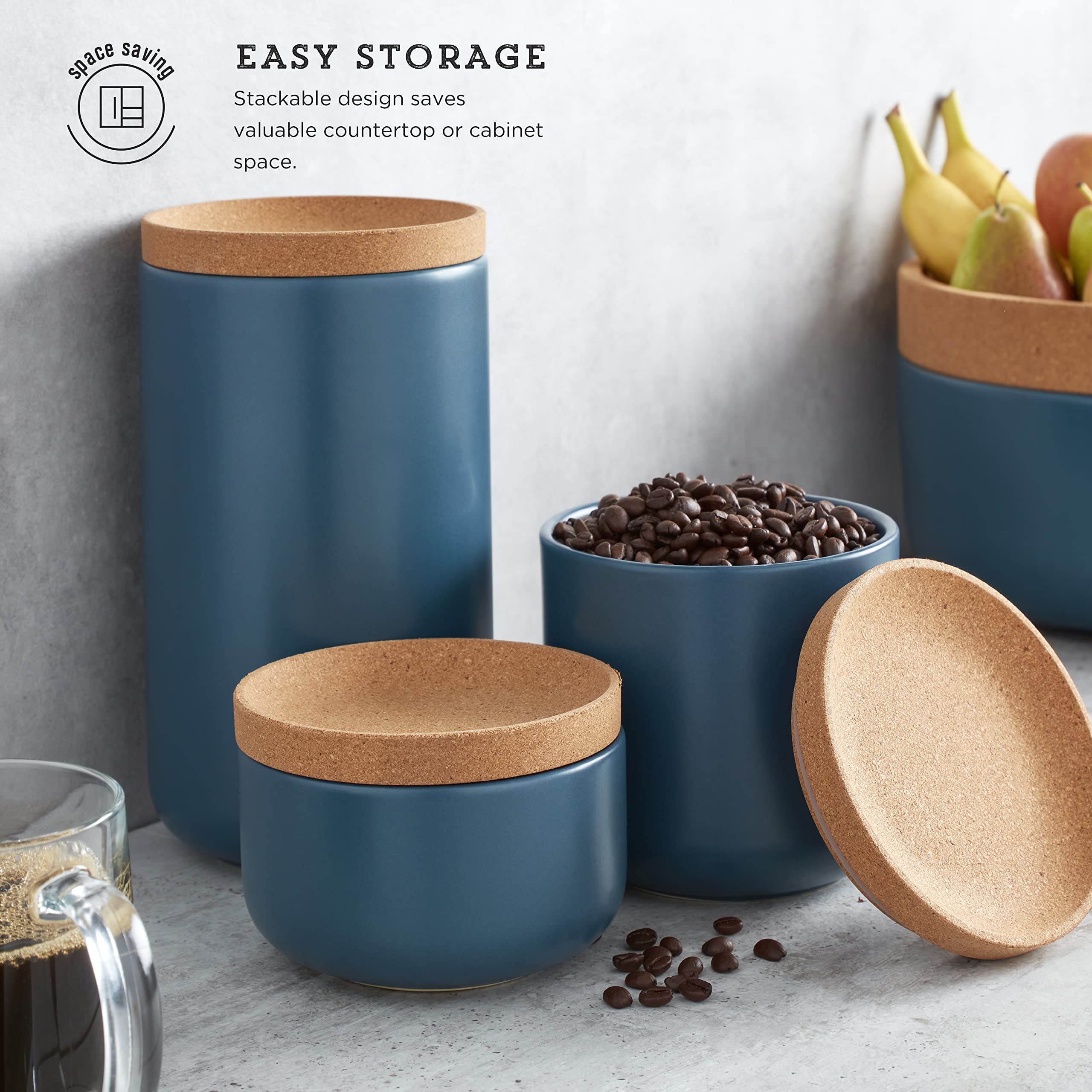 Amazon.com: Kamenstein Ceramic and Cork Set of 3 Stackable