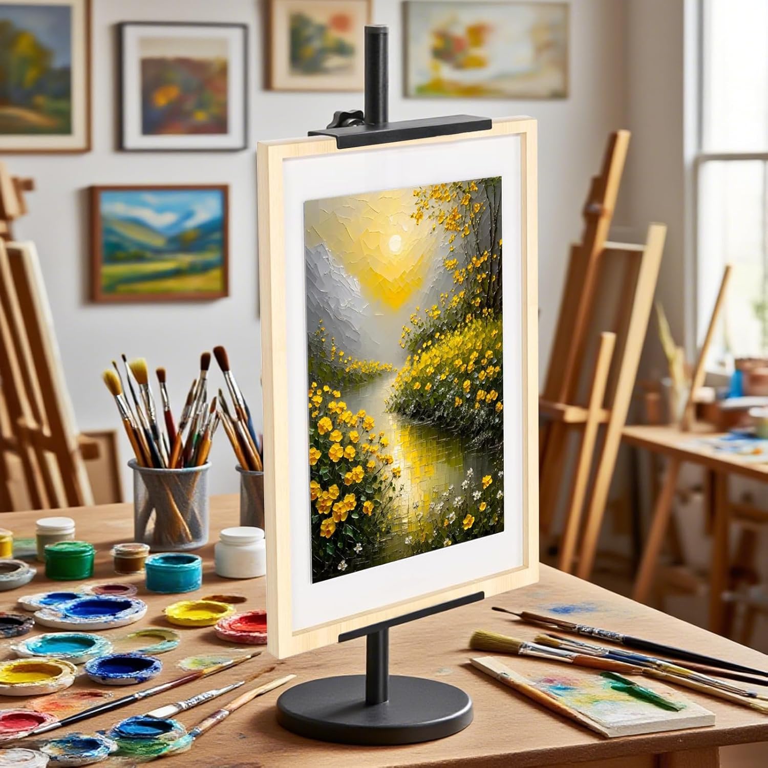 Adjustable Tabletop Easel Stand, Metal Easels for Display, Picture Frame Stand with Heavy Duty Round Base & Non-slip Pads, for Picture, Artwork, Photos,Signs(18in)