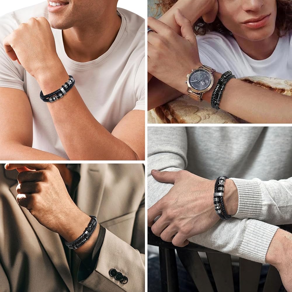 Bracciale In Pelle Per Figlio Con Incisione - Regalo Da Mamma E Papà Per Compleanno O Natale - Foto 7