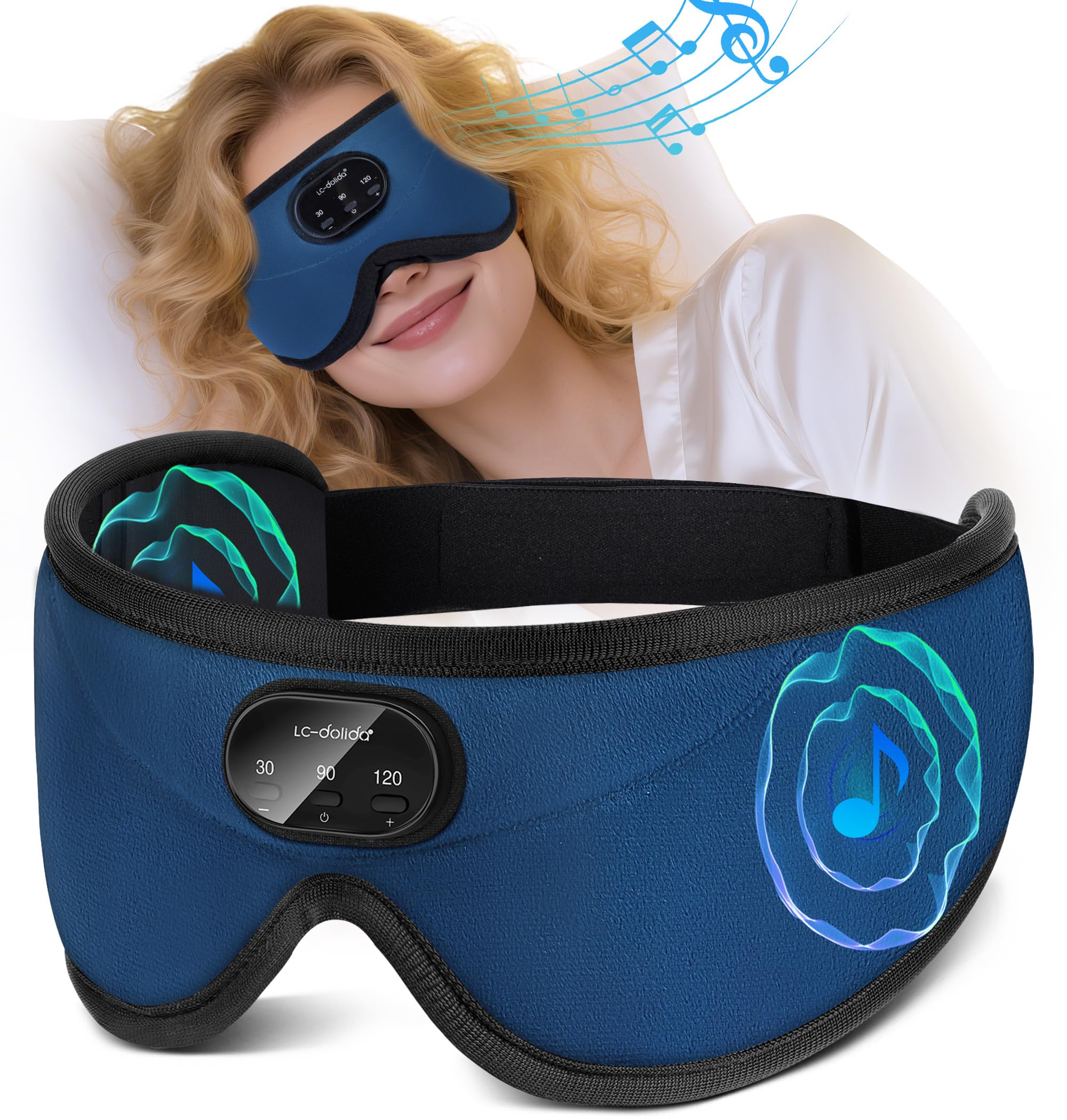 Photo 1 of LC-dolida 5.4 Bluetooth Sleep Mask with White Noise,Sleep Headphones,Bluetooth Wireless Music Eye Mask, Ideal for Travel, Night Work, Side Sleeping and Office Use for Both Men and Women(Dusty Cyan)