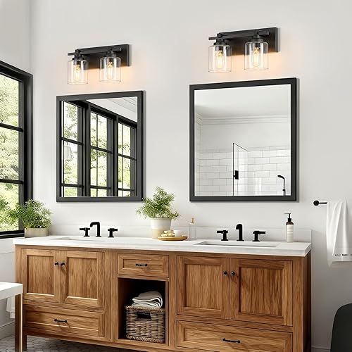 Miniatura 339 de 3 lámparas modernas de baño sobre el espejo, luces de tocador de oro negro para apliques de pared de baño con pantallas de vidrio blanco lechoso