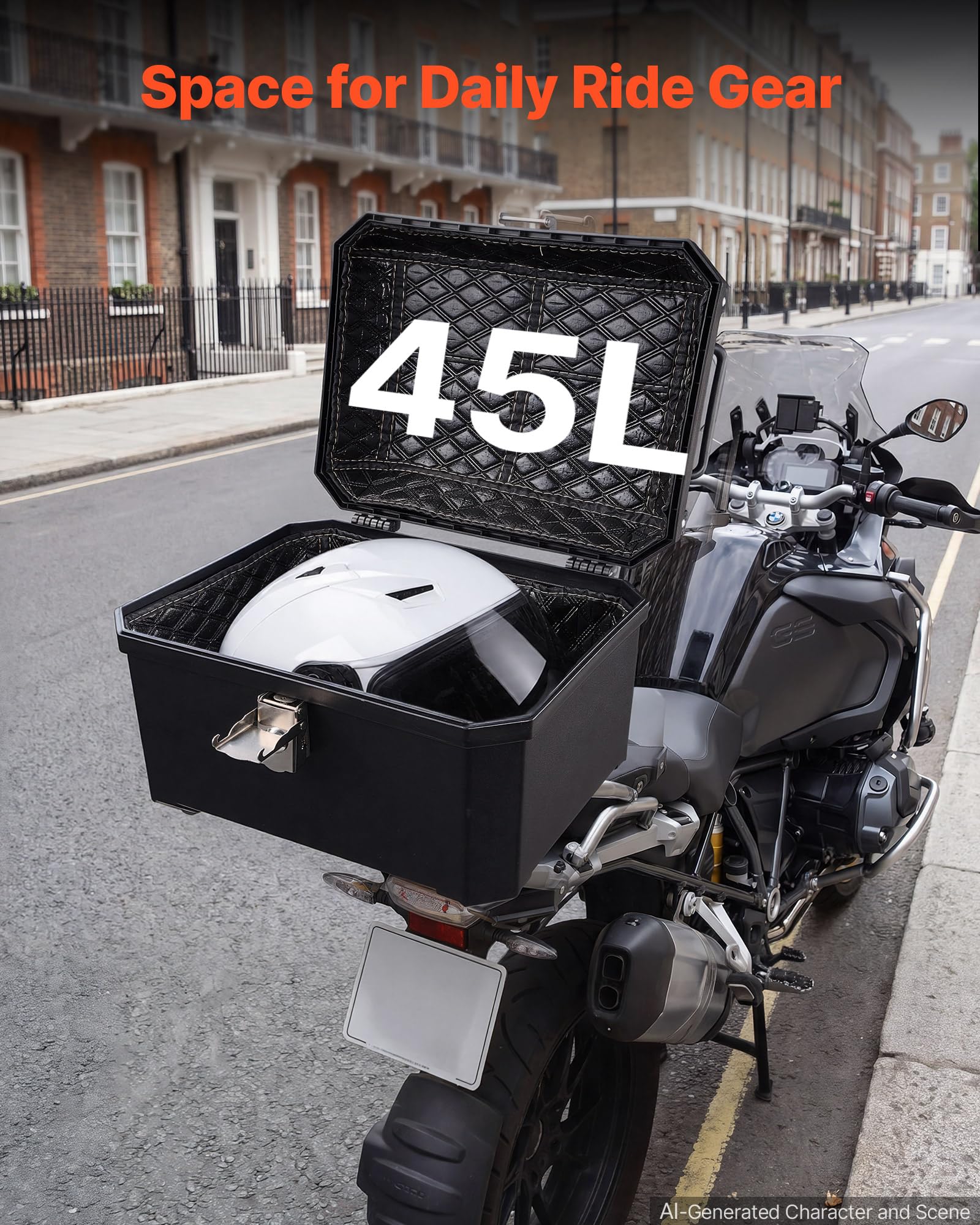 VEVOR Bauletto Posteriore per Moto Capacità 45L Universale Bauletto in ABS