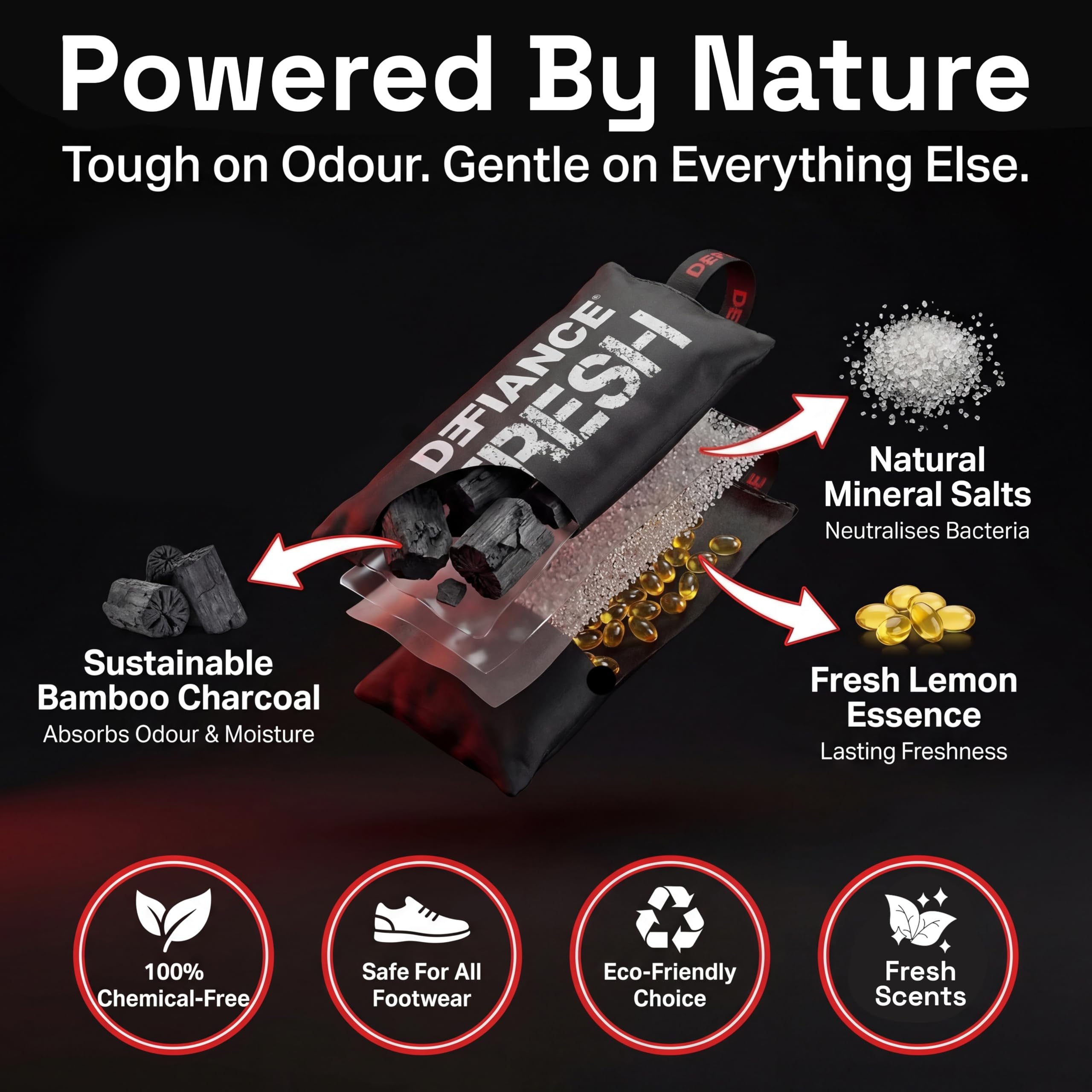 Defiance Fresh - Desodorante para botas y zapatos, como se ve en Dragons' Den, bolsas desodorizantes reutilizables para zapatos malolientes, eliminador de olores de zapatos, ambientador y absorbente