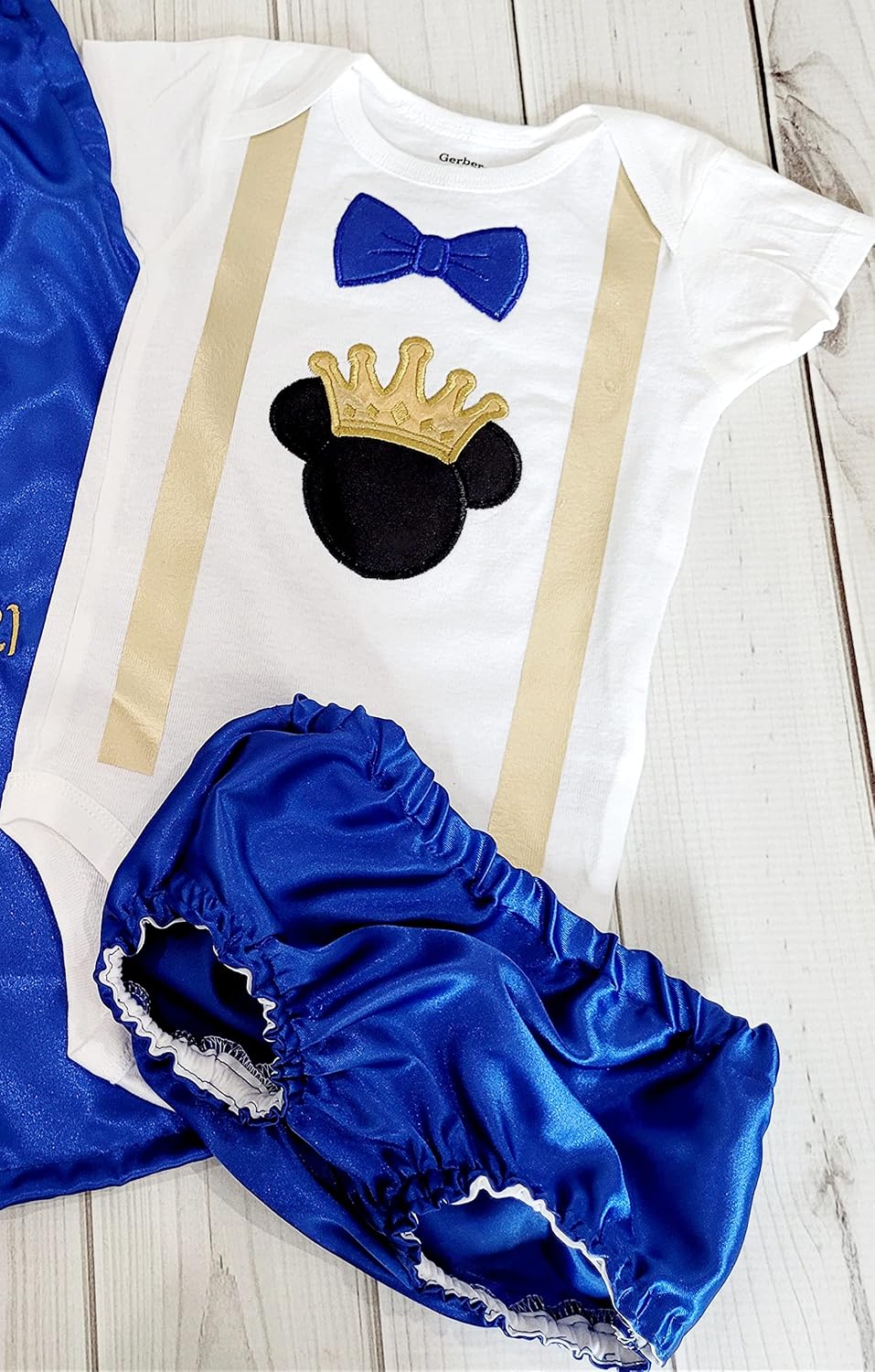 Royal Mickey Outfit – Custom “Prince” or “King” Cape Set with Onesie & Diaper Cover