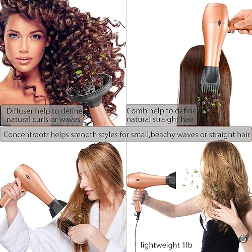 Miniatura 4 de NITION Secador de pelo con difusor y 1 14 pulgadas de aceite de argán rizador Set