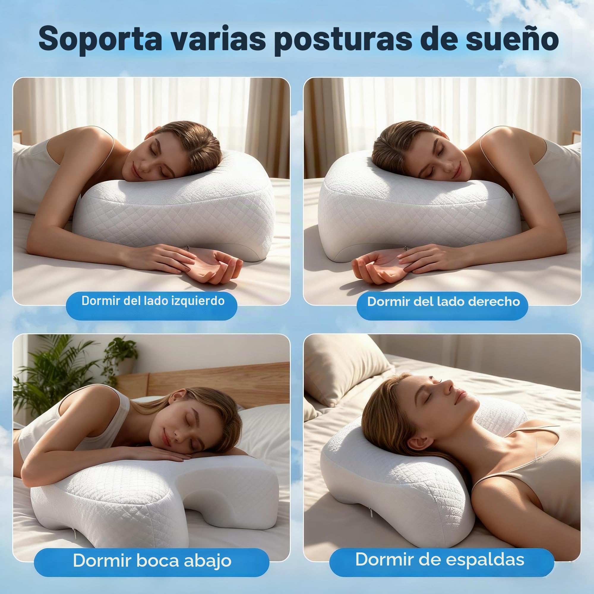 Almohada para dormir de lado con agujero para el brazo, almohada cervical ergonómica, almohada de soporte cervical ortopédica, alivio de presión para hombros y brazos, almohada cervical para personas