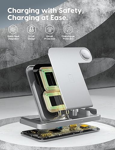 Miniatura 5 de Estación de carga inalámbrica 4 en 1, soporte de carga rápida mejorado 2021 para iWatch Series 76SE5432, AirPods y lápiz, compatible con iPhone