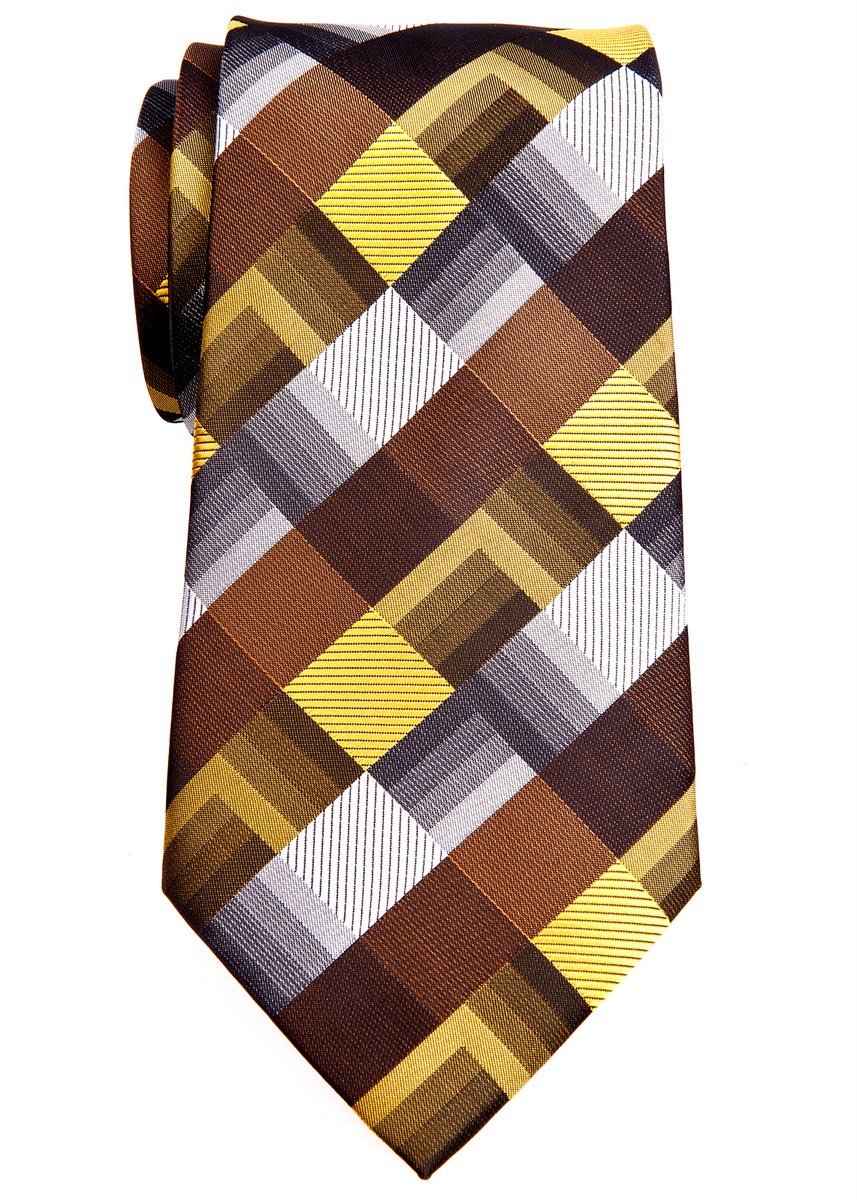 Retreez Vintage Geometric Pattern Woven Microfiber 3.15" Men's Tie - Yellow