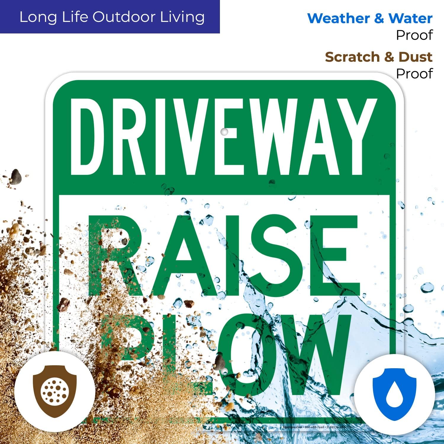 Driveway Raise Plow Sign, 18x18 Inches, Rust Free .063 Aluminum, Fade Resistant, Made in USA