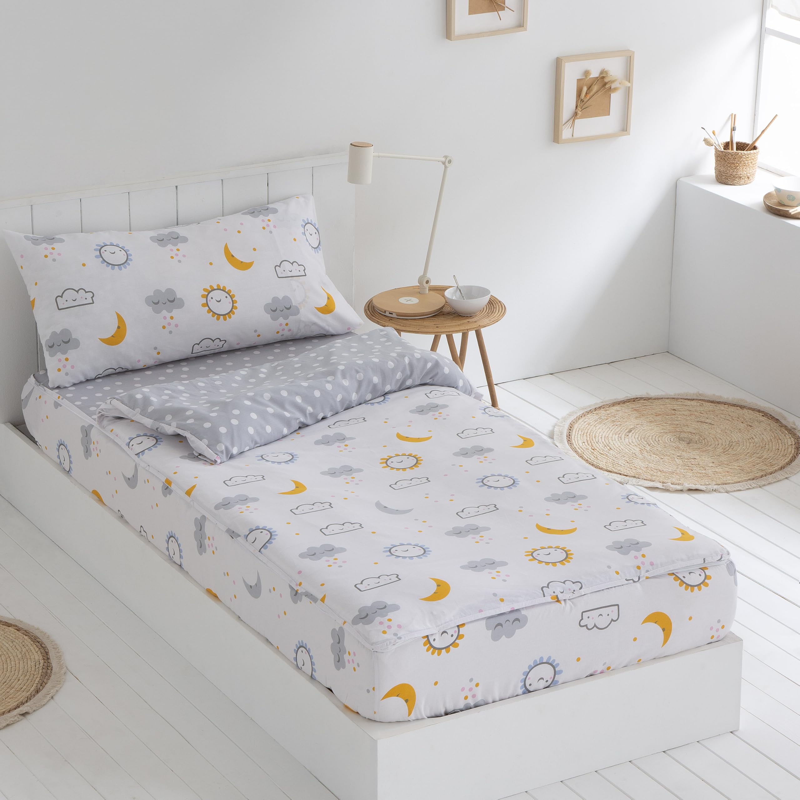 COTTON ARTean Copripiumino Drum Per Letto 180 Cm: Morbido Raso 50% Cotone 50% Poliestere, Anti-pilling