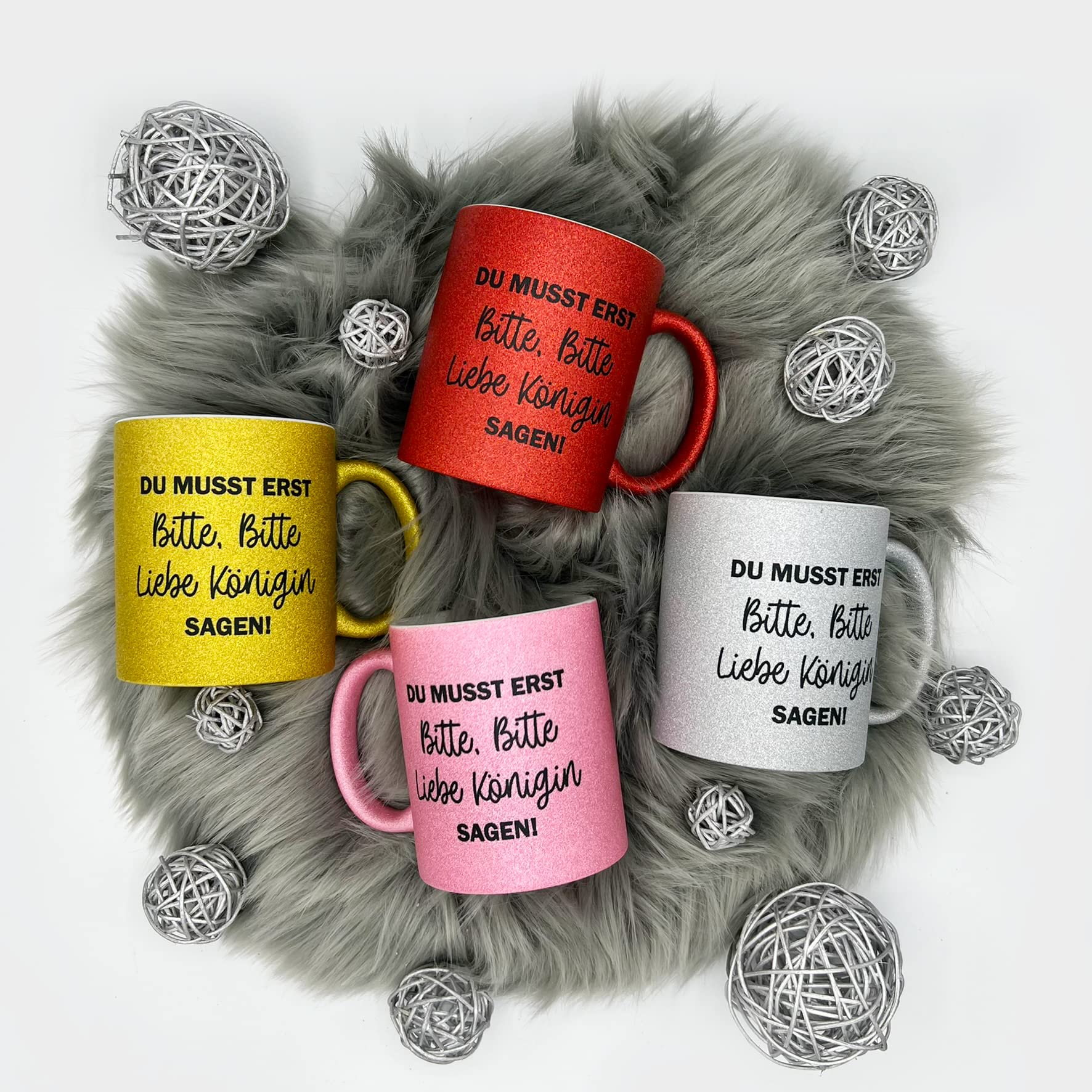Du Musst Erst Bitte Bitte Liebe Königin Sagen – Glitzer Tasse Mit Spruch | 330 Ml | Geschenk Für Prinzessinnen & Glitzerfans