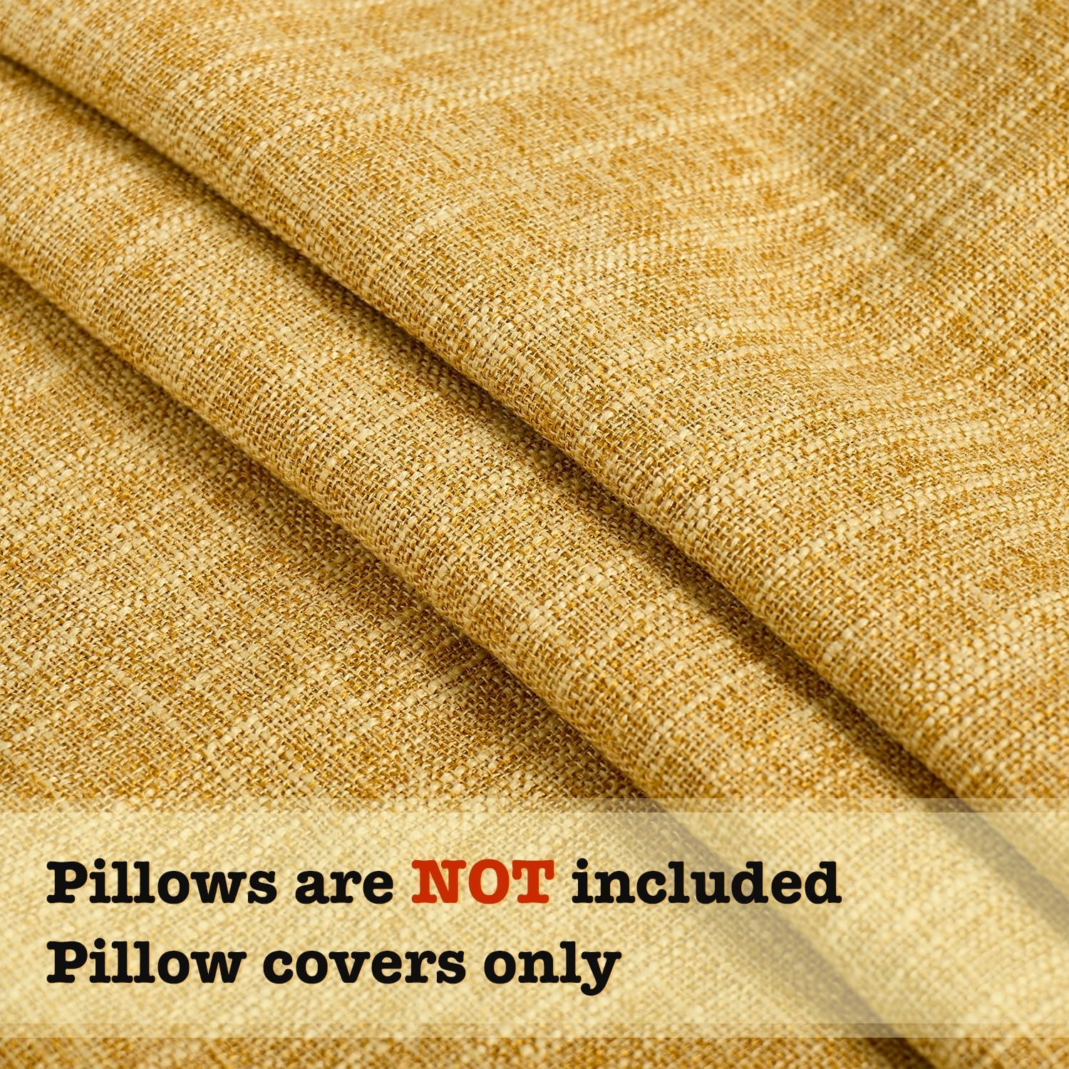 Mustard Yellow Throw Pillow Covers 20x20 Faux Linen Decorative Boho Farmhouse Pillowcases with Tassels Rustic Woven Textured Burlap Cushion Cases for Sofa Bed Living Room Home Decor Set of 2