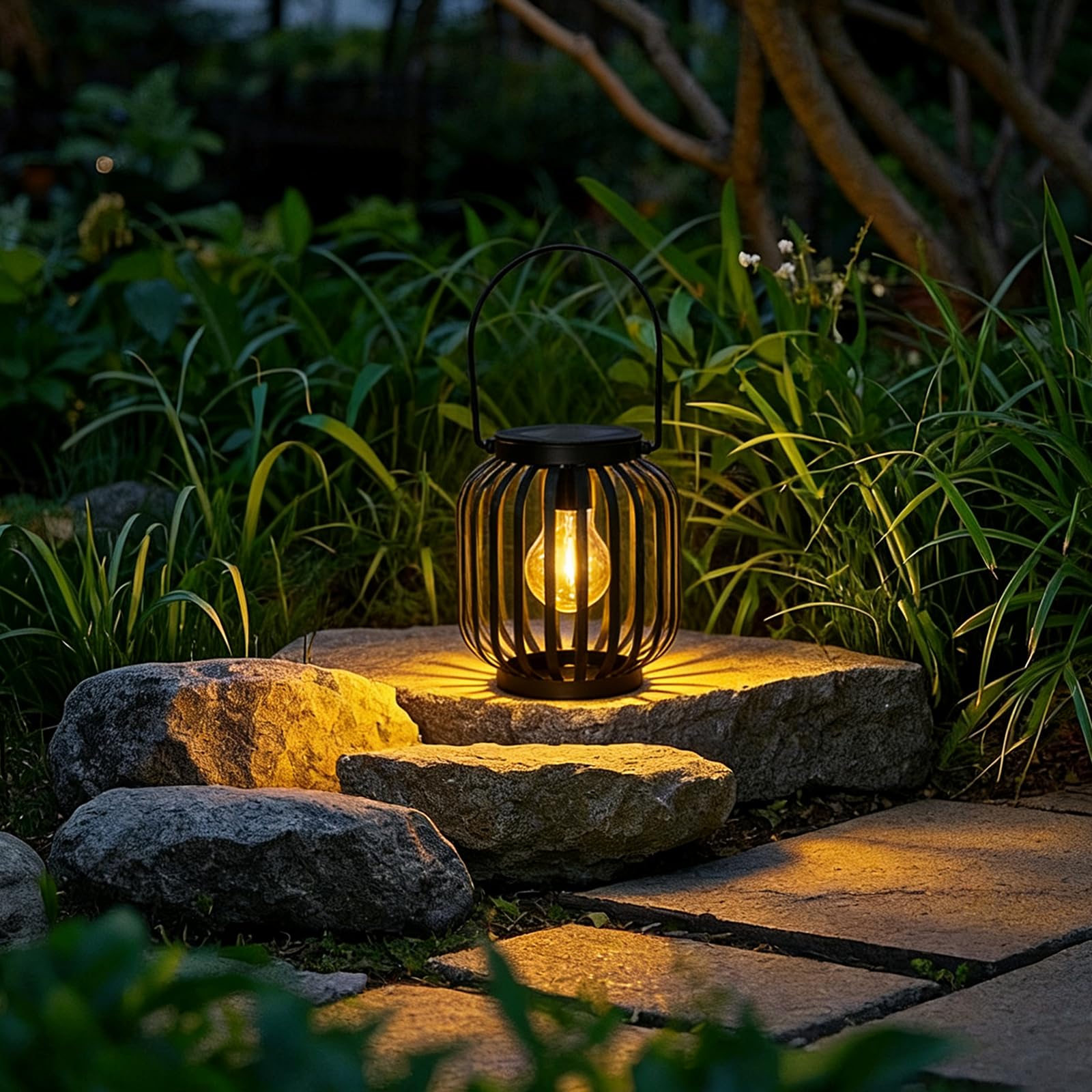Lanterna con lampada a LED - Alimentata da pannello solare, non sono necessarie batterie, bella luce riflettente esterna in giardino e interno in casa, impermeabile