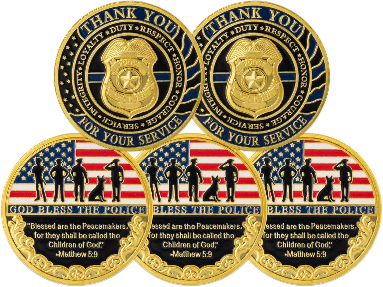 Artisan Owl Police Challenge Coin – God Bless The Police Commemorative Coin – Thank You for Your Service Collectible – 45x3mm