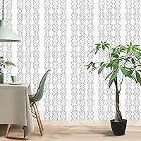 Vista 2 de Qianglive Papel tapiz curvado blanco y negro (17.7 x 480 pulgadas (40 pies), papel tapiz autoadhesivo moderno, papel de contacto extraíble