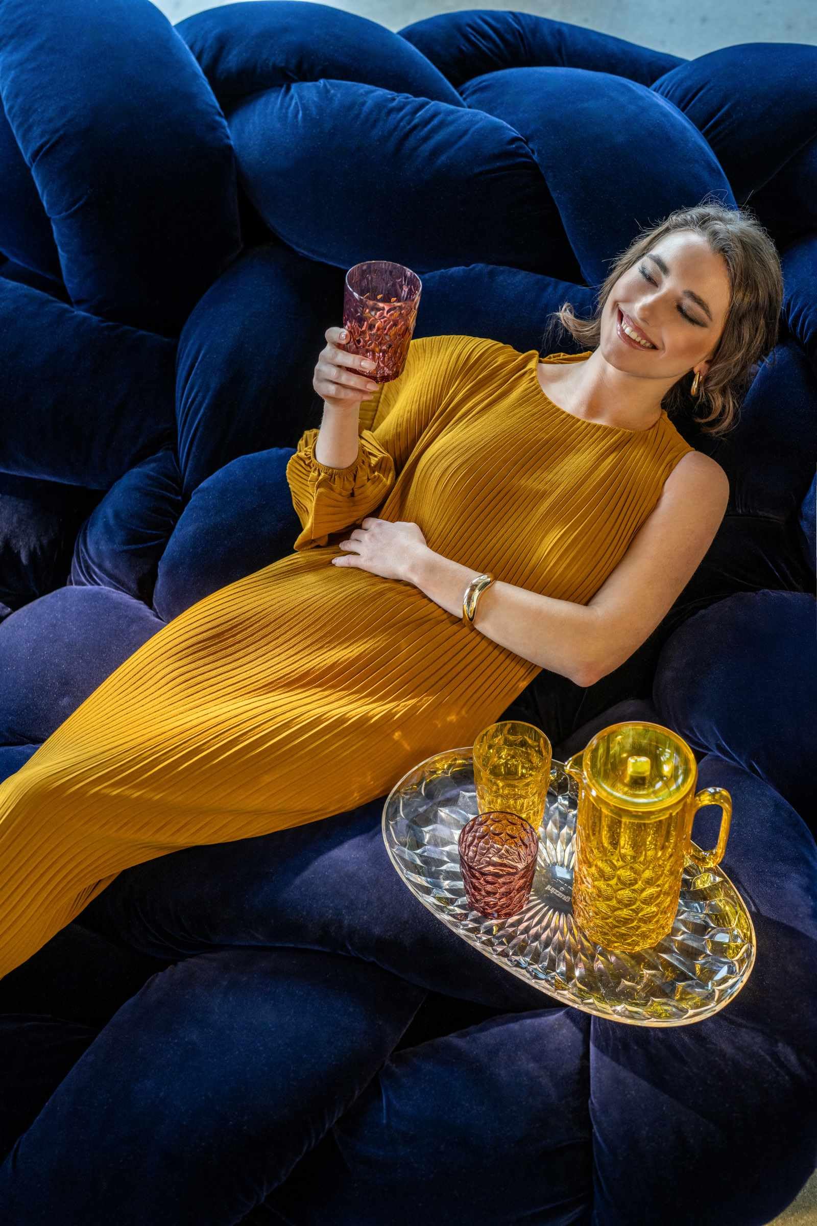 Guzzini - Vanity, Caraffa con coperchio in Bio-based SAN e Bio-based SMMA (Trasparente)