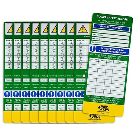 BearTOOLS Tower Inspection Record Kit - Mobile Moving Platform Safety Safe Working Loads Movement References (10 Inserts (Only))