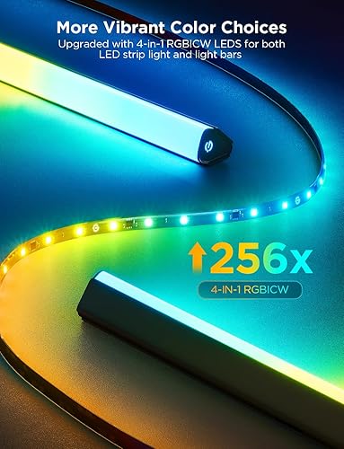 Miniatura 6 de Govee Kit de 3 luces LED RGBICW Wi-Fi de 11.8 pies para televisores de 55 a 65 pulgadas con cámara y barras de luz inteligentes de 15 pulgadas con