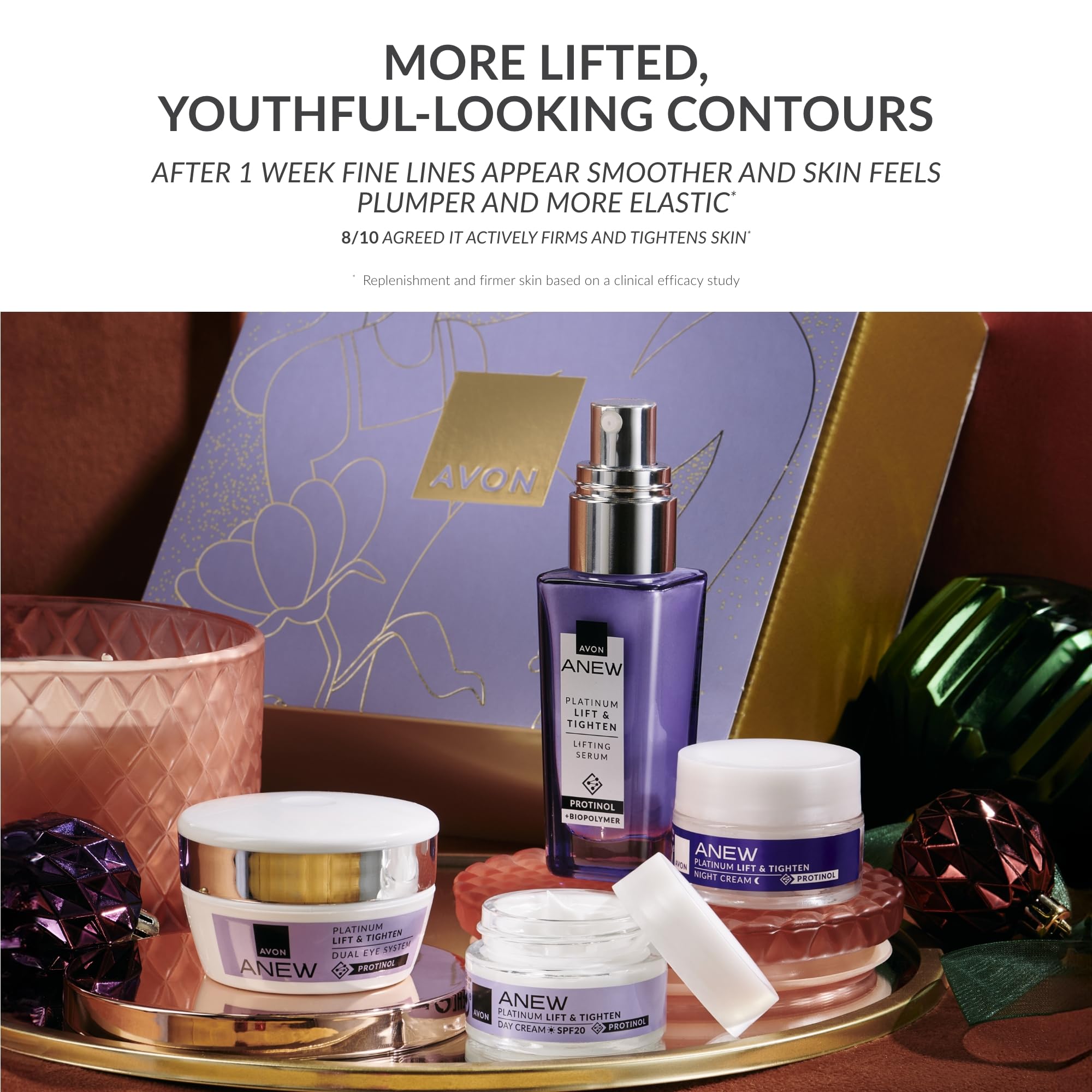 Avon Anew Platinum Lift & Tighten Four Piece Gift Set, for visibly Smoother & Tighter-looking Skin, Includes Day Cream - Image 4
