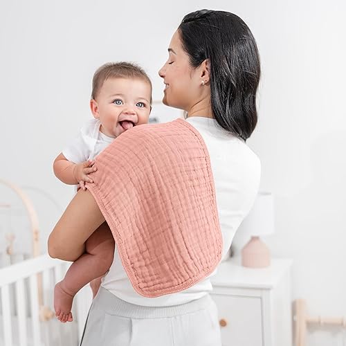 Miniatura 112 de Comfy Cubs - Juego de paños de muselina para eructos de 20 x 10 pulgadas, paquete de 6, tamaño grande, 6 capas, 100% algodón, absorbentes, seguros