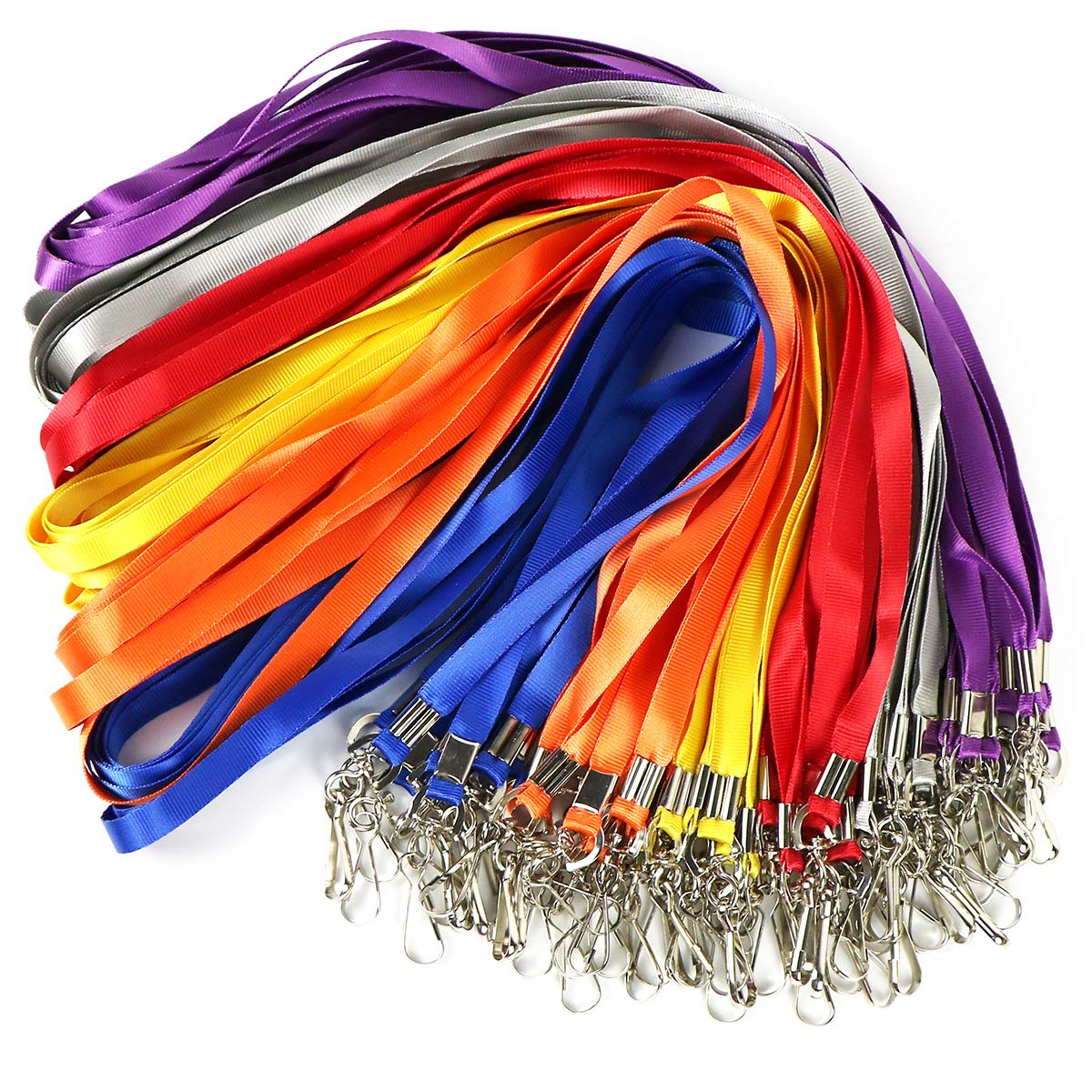 Beebel 100 Pack Flat Lanyards With Swivel Hooks – Soft Polyester Badge Holders For Office, School, Events