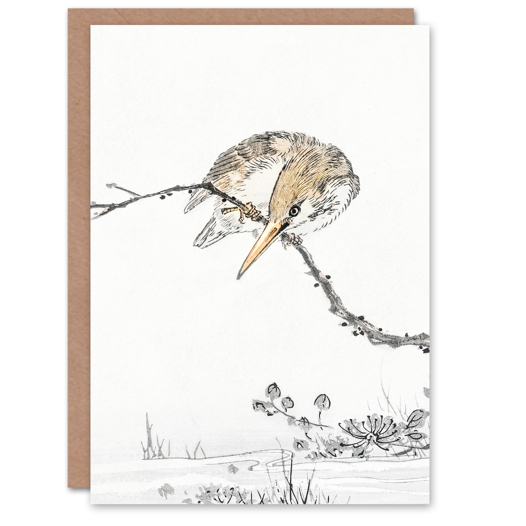 Artery8 Numata Kashu Art Card Pied Kingfisher Drawing Japanese
