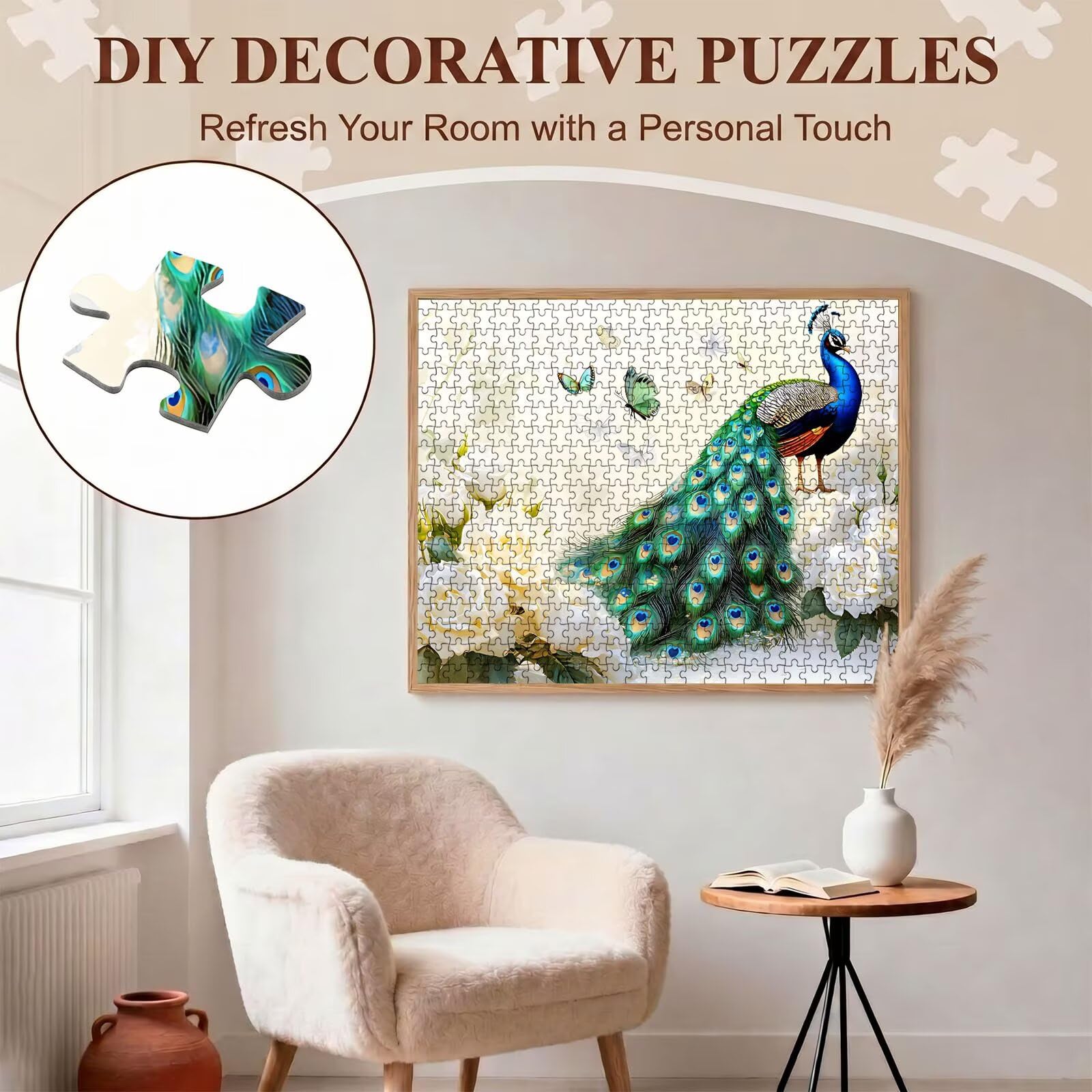 Pavone fiore Puzzle 5000 Pezzi per Adulti, Puzzle in Legno - Collezione Classica con Poster Incluso - Sfida di Concentrazione e Passatempo Antistress, Gioco Educativo per Famiglia, 156 x 105 cm f0-578