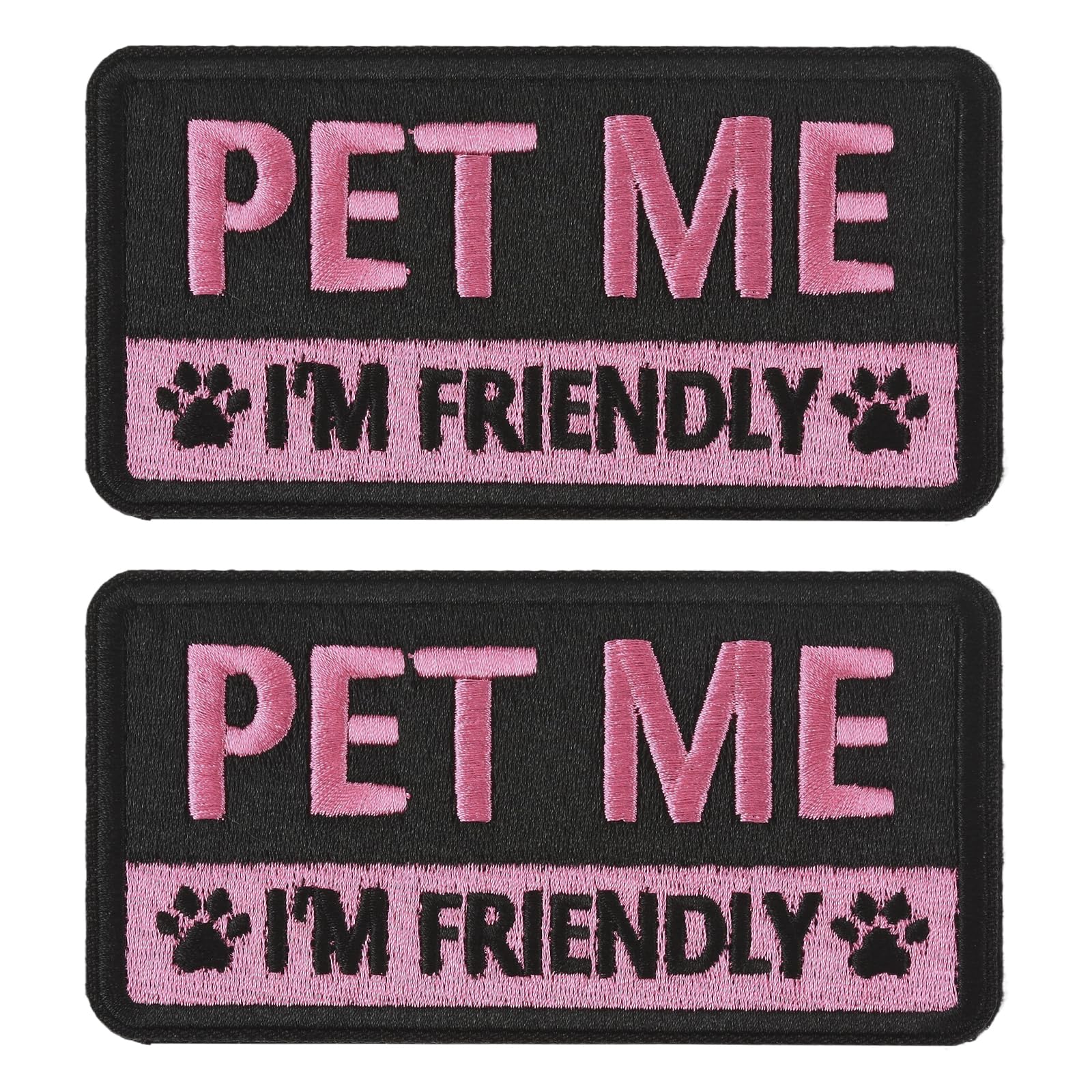 PAWLARISPETS 2 PCS Embroidered Hook and Loop Patches for Dog Harness - Pet Me I'm Friendly Patches (10cm×5cm)