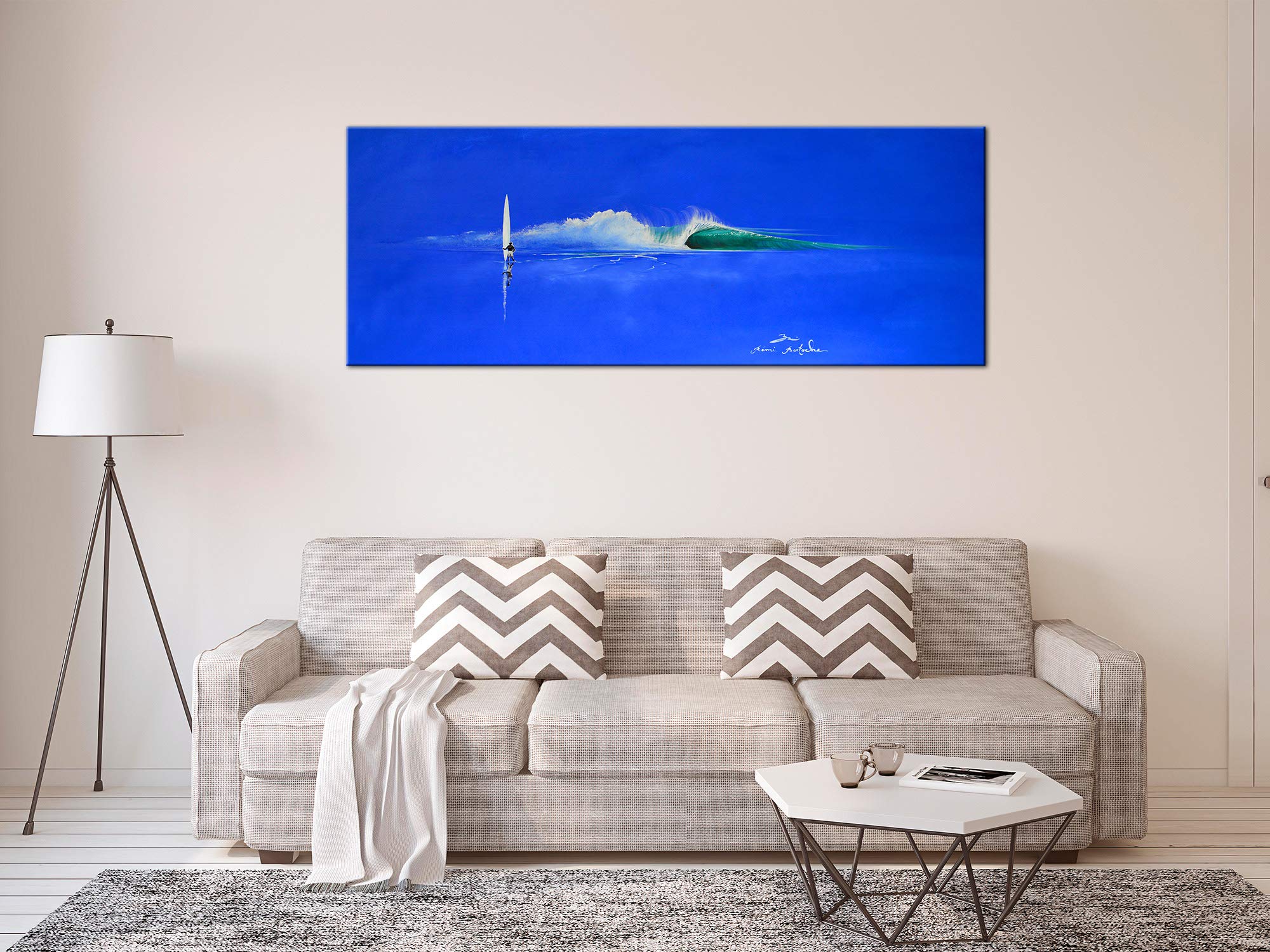Declina, quadro decorativo da parete per soggiorno, tela stampata, quadro decorativo su tela, riproduzione di pittura The Blue Day, 120 x 50 cm