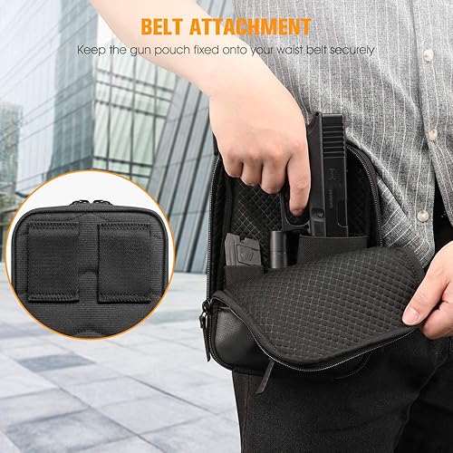 Miniatura 5 de FINPAC Bolsa de transporte oculta para pistola, funda suave para pistola, riñonera para cinturón para armas de fuego con funda para pistola, pistola