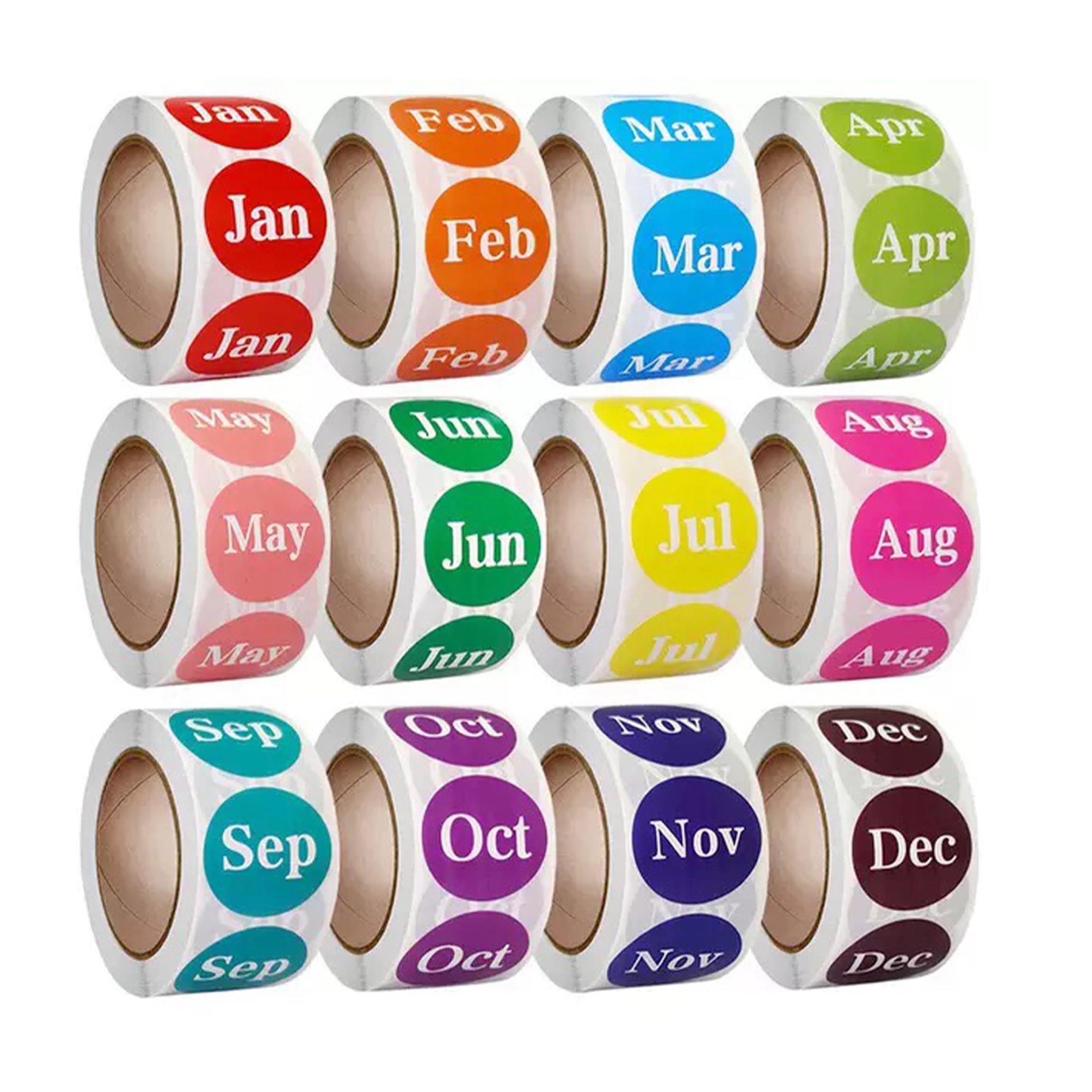 Photo 1 of 12 Rolls 6000 Labels Monthly Round Label Stickers,1 Inch Strong Adhesive, Fade-Resistant Month Stickers for Organization, Storage