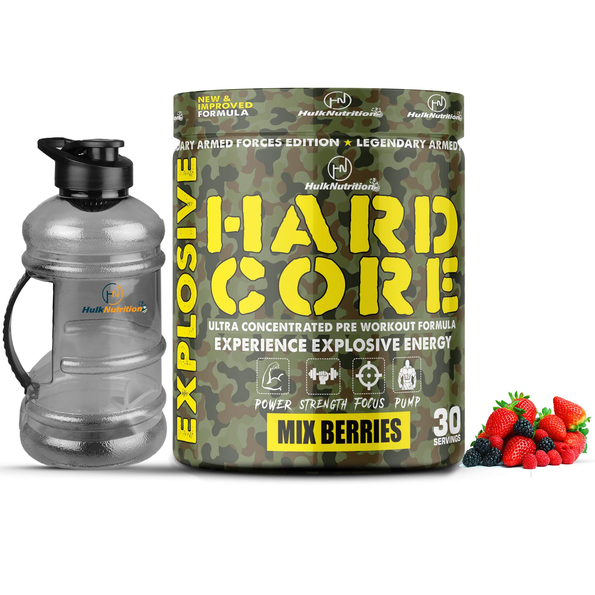 Hulk Nutrition Hardcore Pre-Workout Supplement, Energy Drink with Creatine Monohydrate, Arginine AAKG, Beta-Alanine, Explosive Muscle Pump, Caffeinated Punch - For Men & Women [30 Servings, Mix Berries] Free Gallon Shaker Bottle (B08YJYZVKQ) Amazon Price History, Amazon Price Tracker