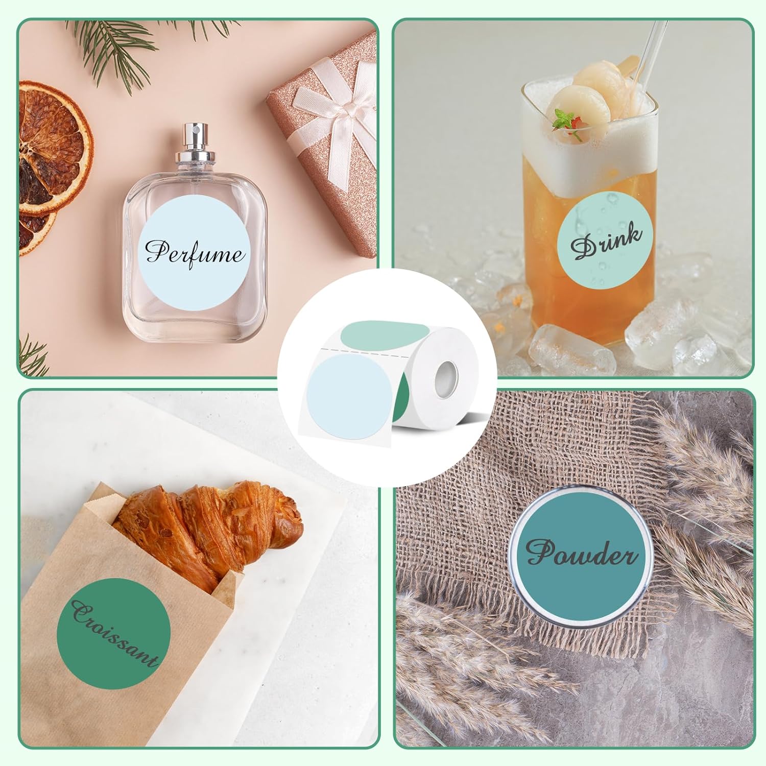 3 Inch Thermal Label,Green Round Thermal Printer Label,Waterproof Thermal Stickers for DIY Logo Design,Name Tag,Thanks Card 300 Labels/Roll (Green) - Image 6