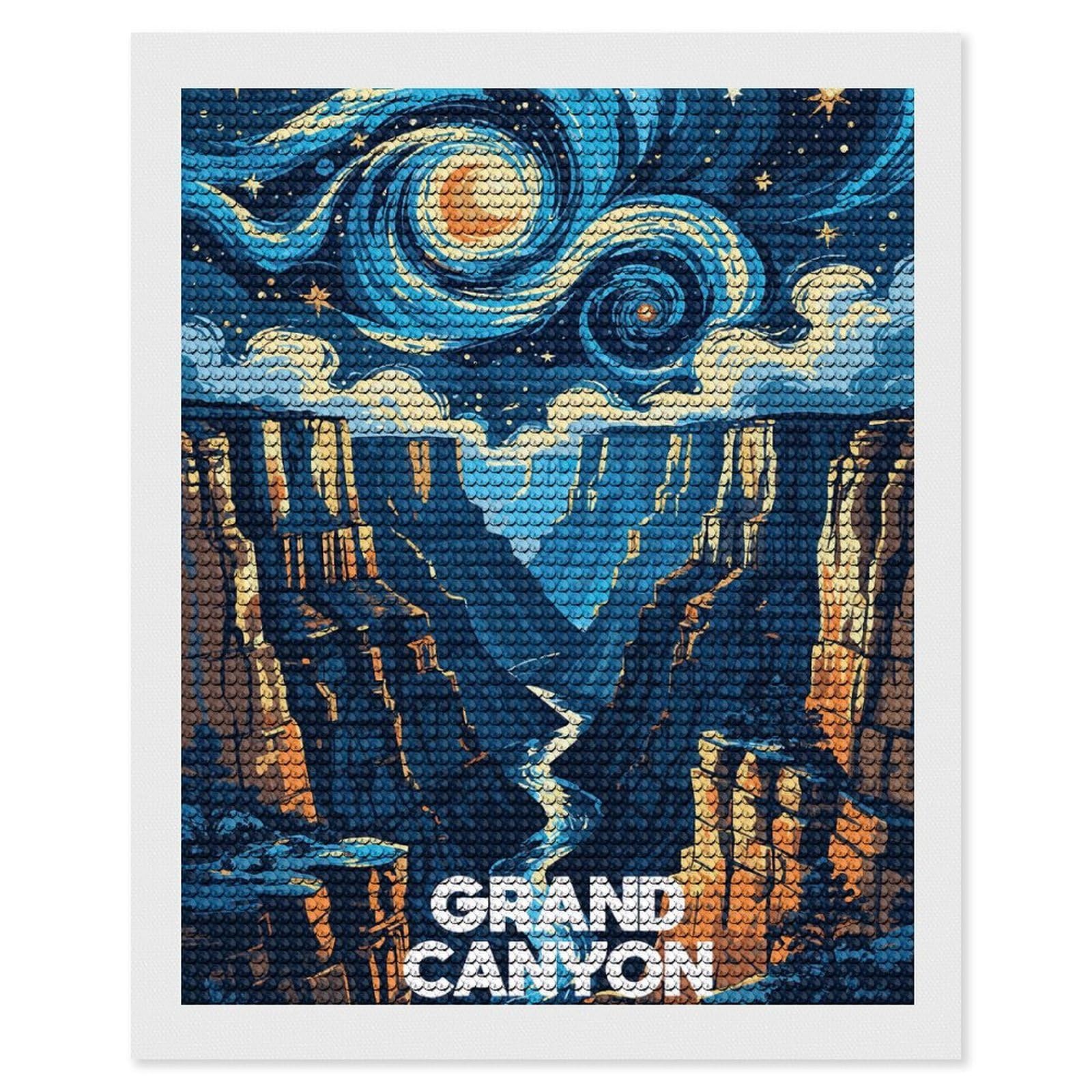 Junmoney Grand Canyon Night Sky Art Diamond Painting Set 16"x20", Stress Relief Craft, Easy to Enjoy, Vintage Style Decor, Festive Craft Gift