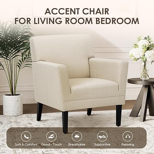Miniatura 3 de COLAMY Juego de 2 sillas decorativas para sala de estar, sillón moderno tapizado de tela con respaldo, sofá individual suave con brazos para