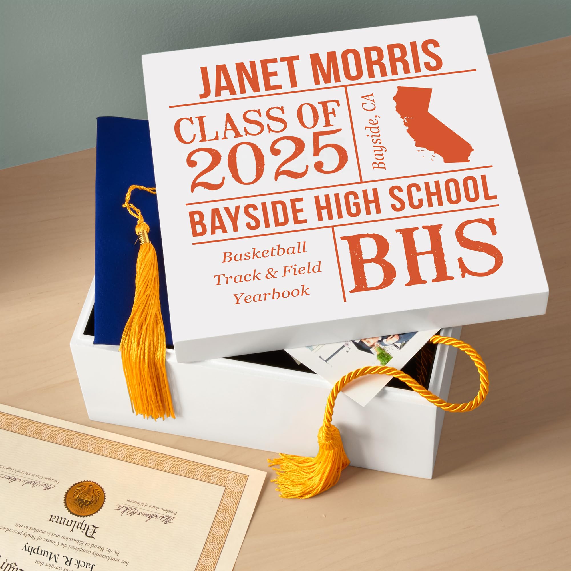 Let's Make Memories Personalized Keepsake Box - For Graduation Class of 2025 - Graduate Memento Box - Customize For Any Grad and School - 6