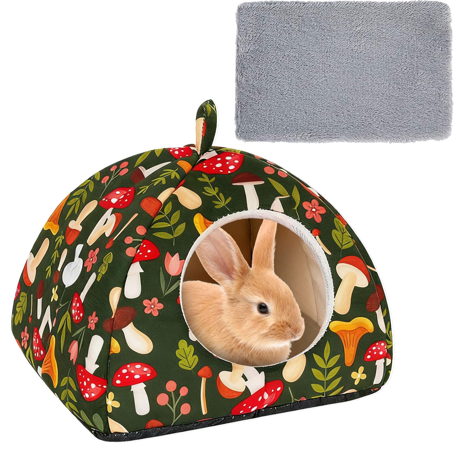 Guinea Pig Bed with Removable Pad Washable Semi-Enclosed Winter Warm Hamster House Sleeping Bed Cave Shelter Small Animal Hideaway for Dwarf Rabbits Chinchillas Hedgehogs Ferrets Rats (10.24x10.24in)
