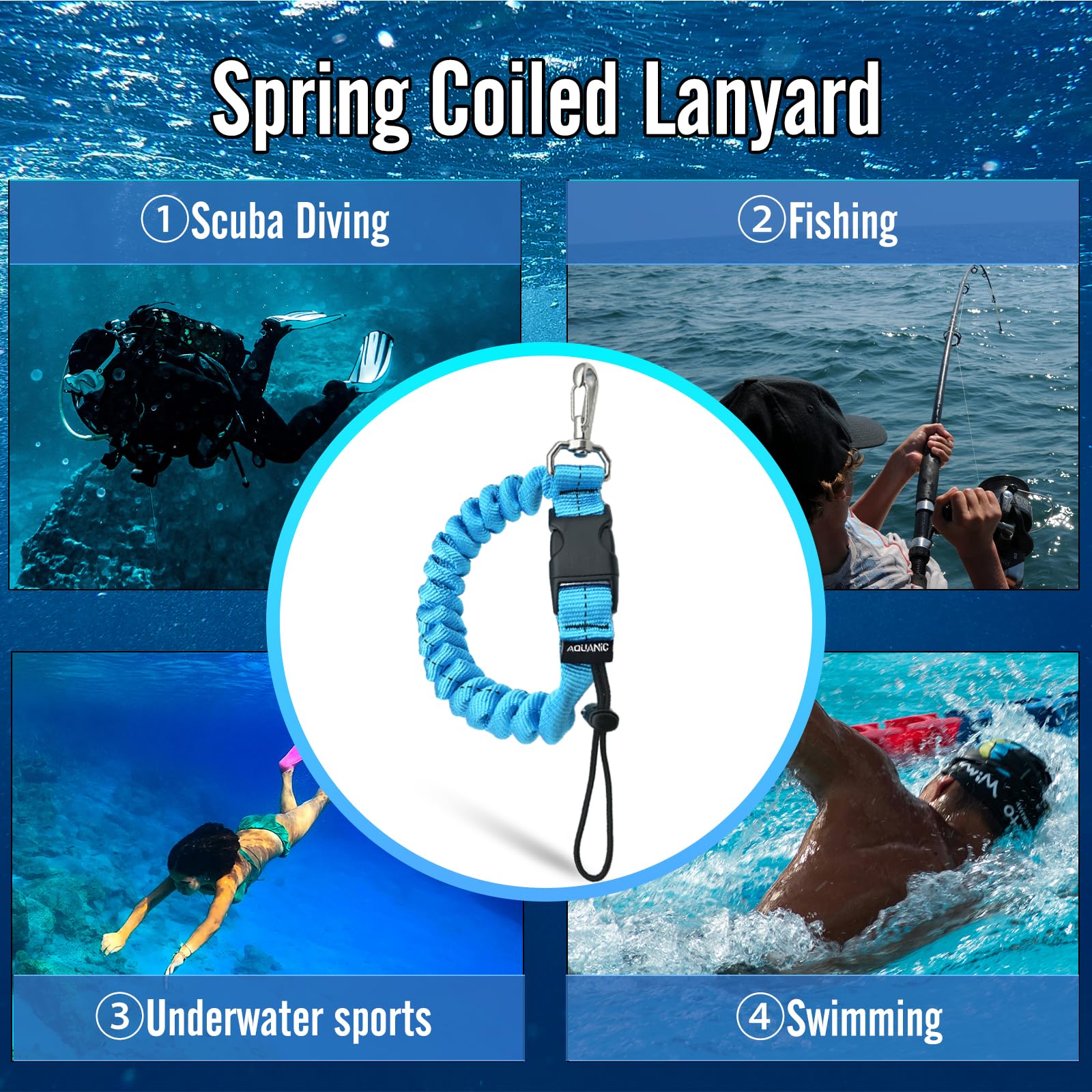 nitescuba Cavo a spirale Spring Coil per immersioni, accessori per immersioni, con fibbia a sgancio rapido, per fotocamere subacquee e luci lampeggianti