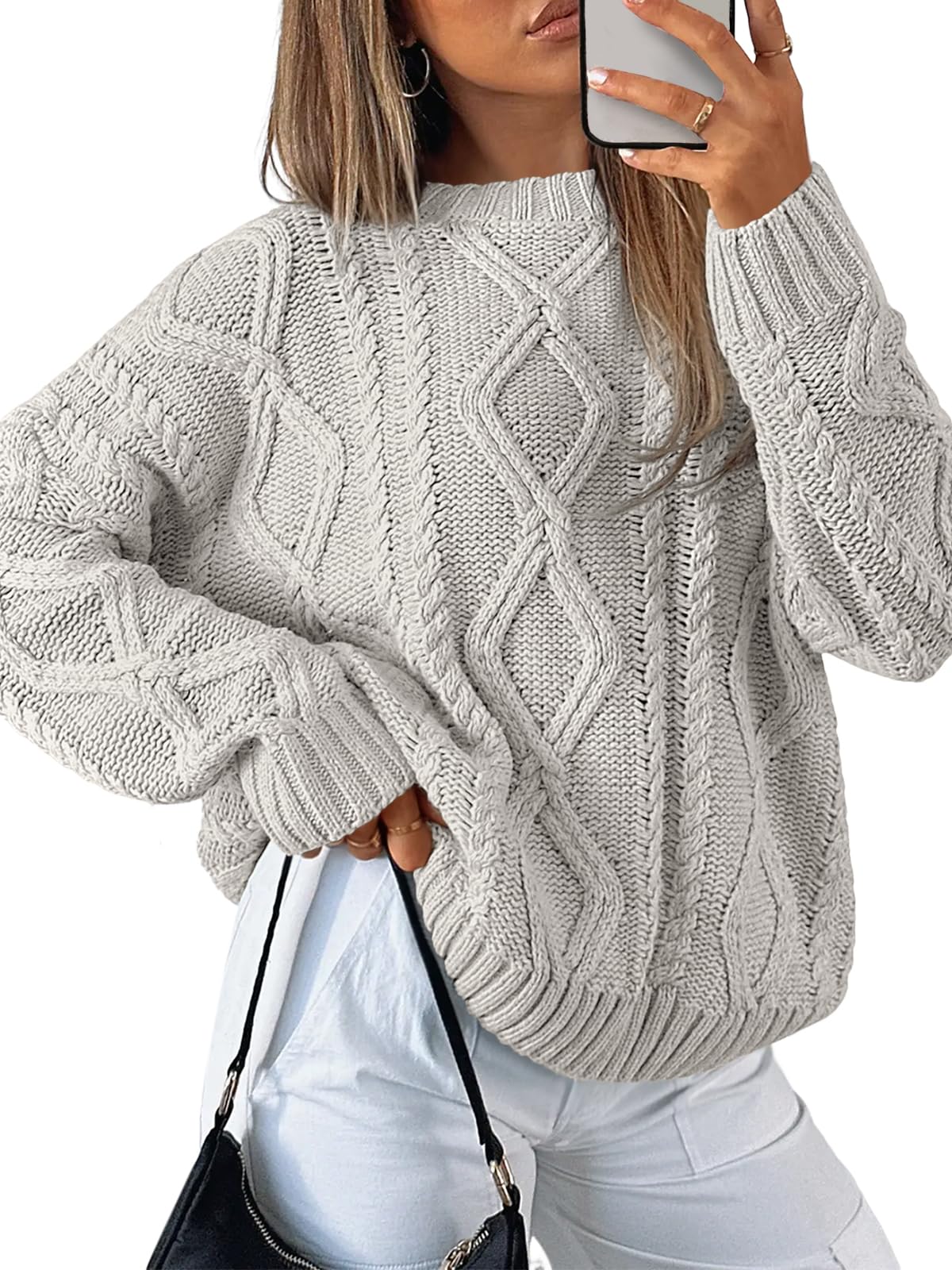 Trendy Queen Women's Oversized Cable Knit Sweaters 2026 Fall Outfits | Quiet Luxury Style, Chunky Knit Texture, Winter Holiday Outfit, Easy Layering Piece, Fall Fashion Staple