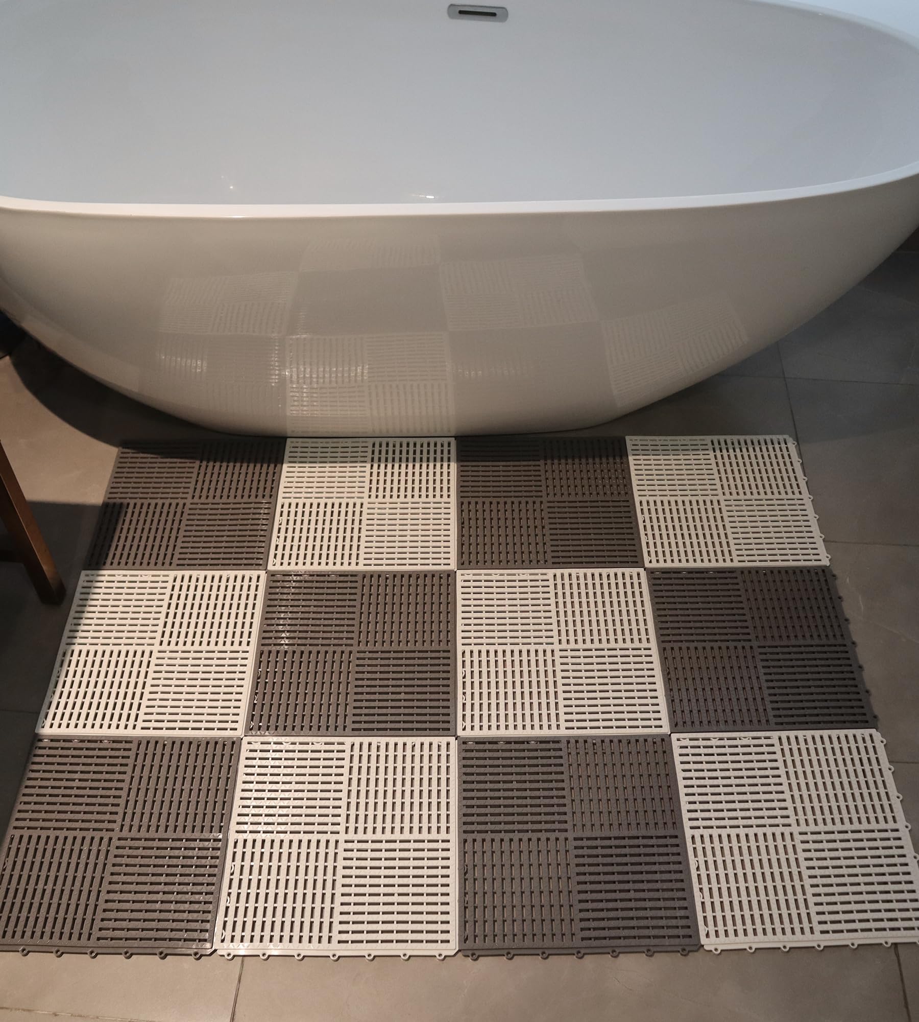 9 Pack Modular Interlocking Tiles Double Non-Slip 12"x12" Dark Gray — Amazon image 6
