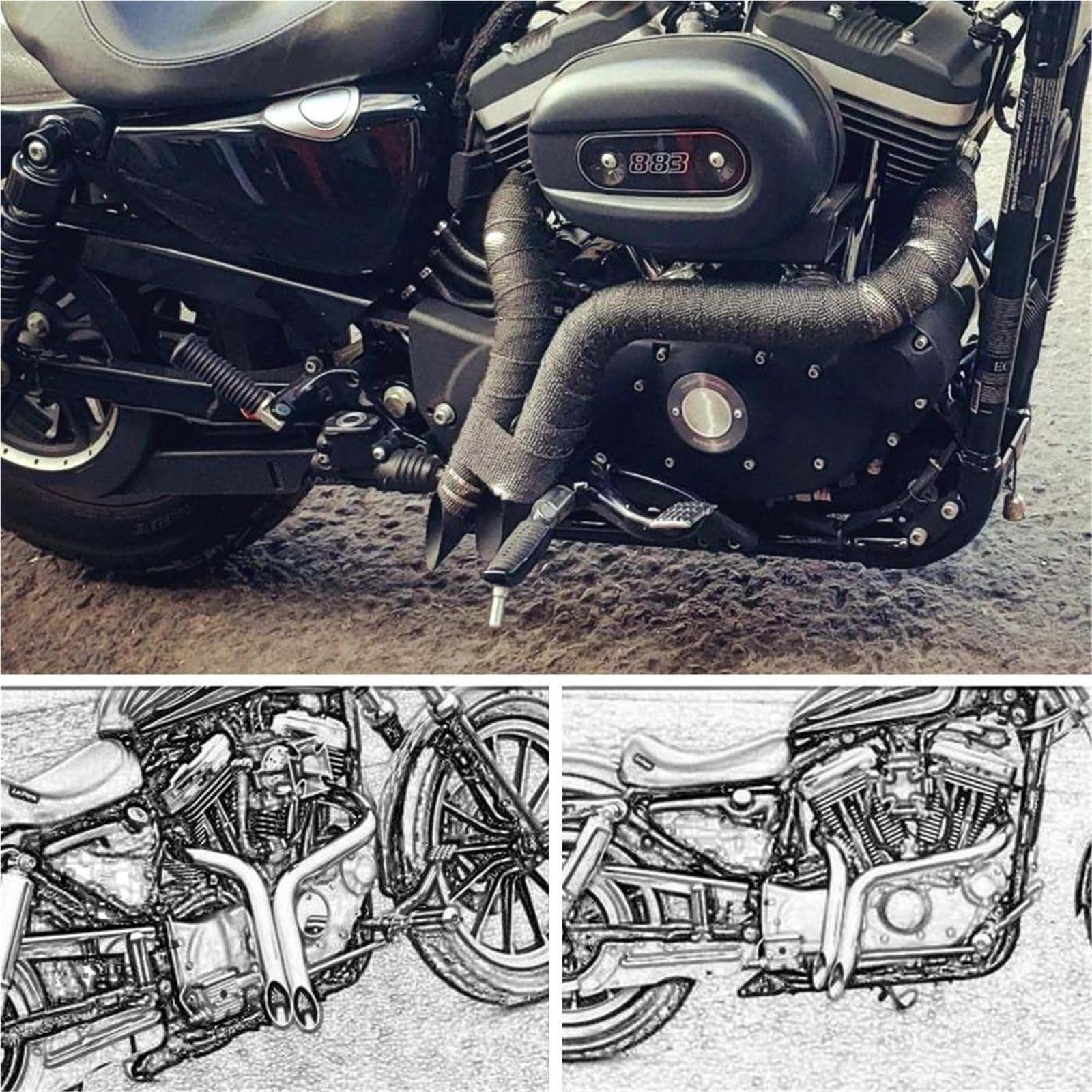 YUUEI Tubo para Escape Motocicleta para Harley para Davidson T7 para Softail para Sportster 883 1200 Accesorios Modificados Sistema(D Silver)